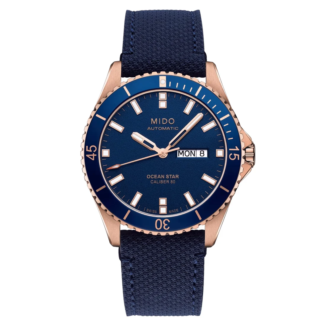 Orologio Mido Ocean Star 200 acciaio dorato cinturino canvas