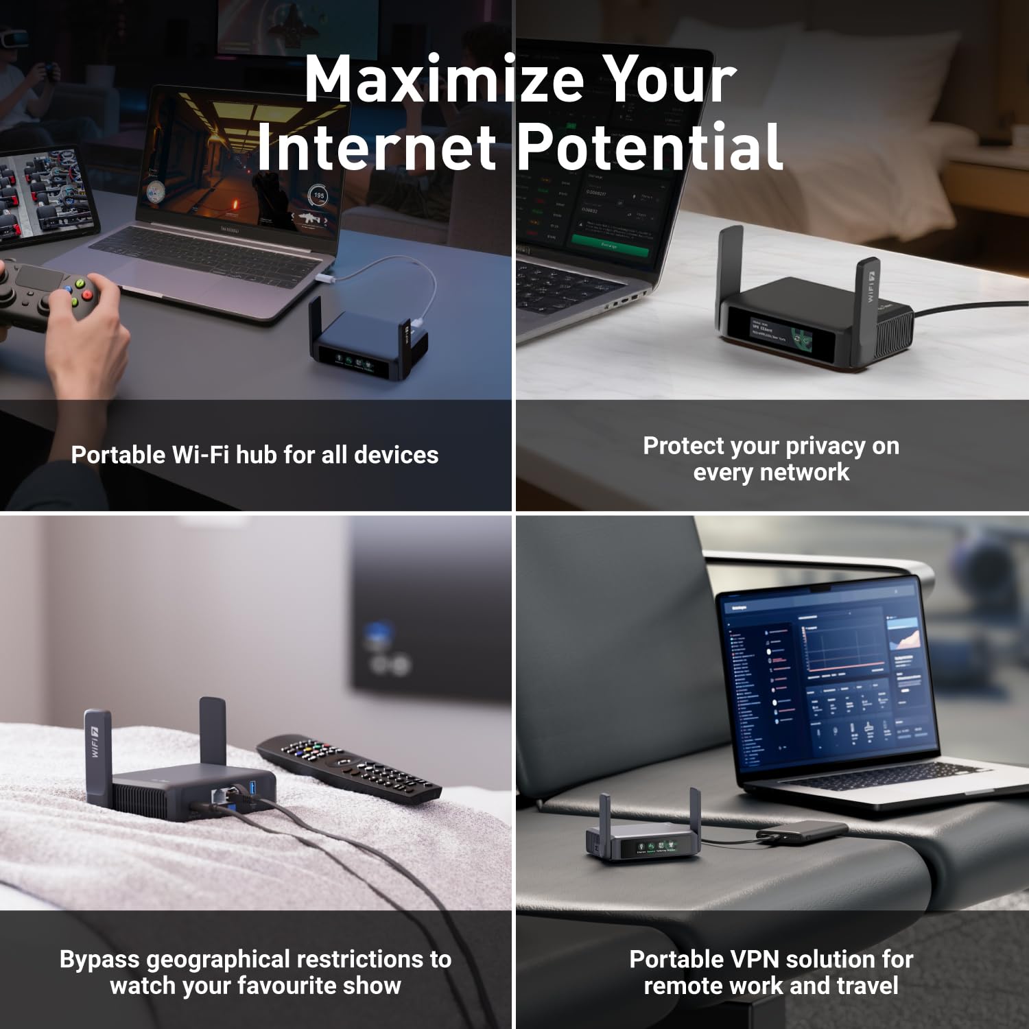 Mobiler WLAN-Reise-Router GL-BE3600 Slate 7 mit WiFi 7, Touchscreen, VPN und 2,5-Gigabit-Ethernet