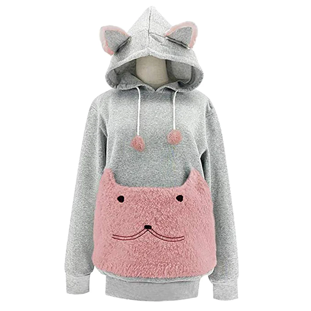 Hooded Pet Carrier Hoodie Sweatshirt with Big Pocket for Cats & Small Dogs