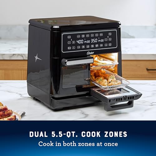 Oster 11 Quart Flex Air Fryer Oven, Dual Air Fryer with 2 Cooking Zones, Double Air Fryer with 6 Cooking Functions, Large Air Fryer with 2 Frying Baskets : Home & Kitchen