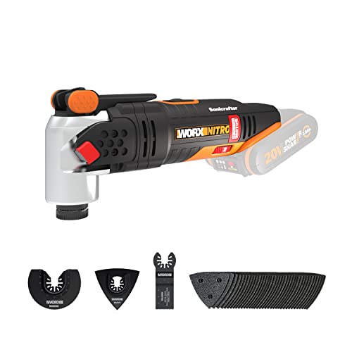 Worx WX693.9 Multifunzione ad Oscillazione Sonicrafter a Batteria 20V, Motore Brushless, Set di 39 pezzi, Velocità Di Oscillazione 8.000 18.000/min., Angolo di Oscillazione 4°   Solo Corpo Macchina : Giardino e giardinaggio