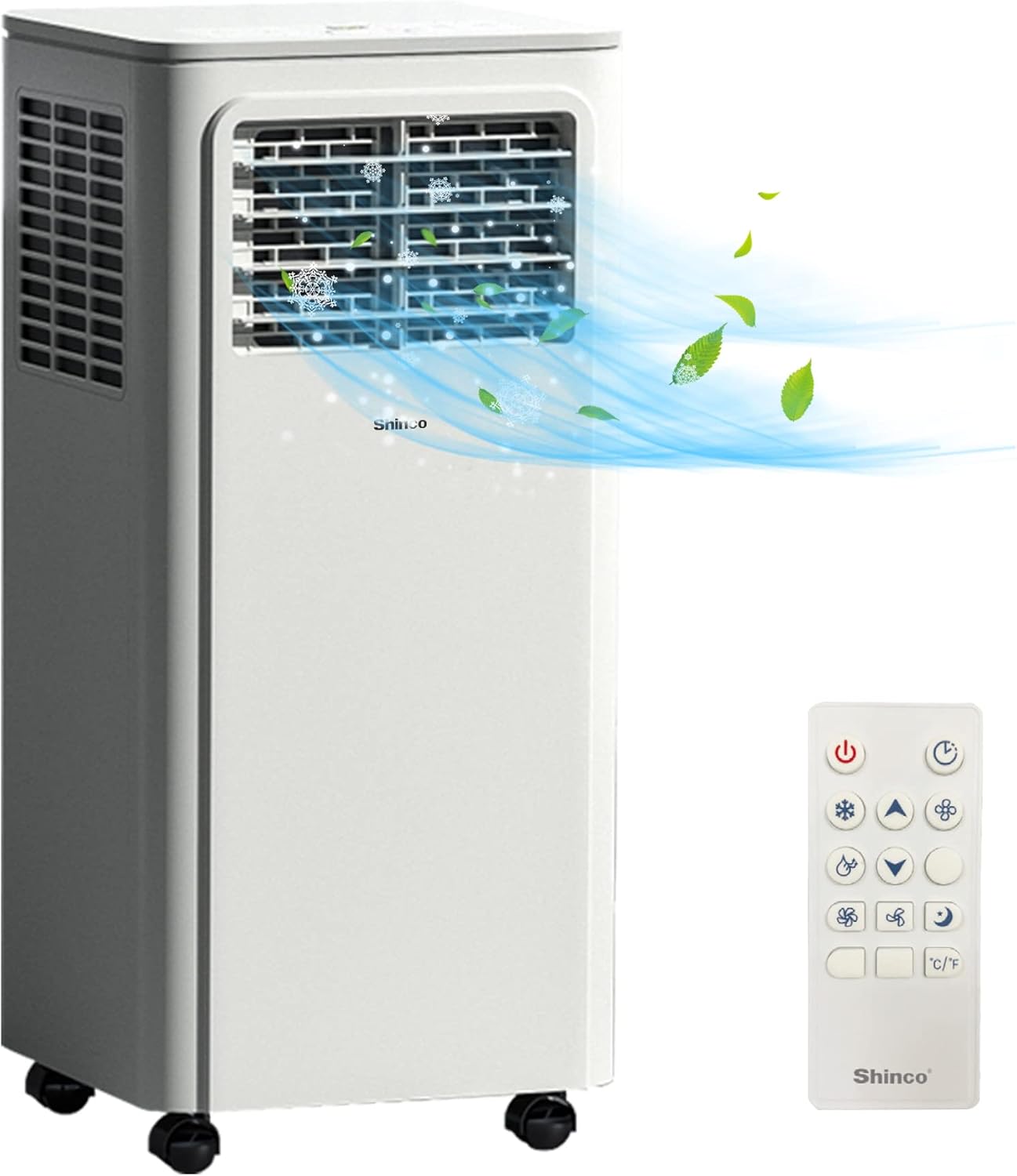 SHINCO Mobile Klimaanlage mit Abluftschlauch, 9000BTU, 2,6 kW, Kühlen&Ventilieren&Entfeuchten, Mobiles Klimagert mit Schlafmodus, Raumgre bis 22㎡, 24-Stunden-Timer