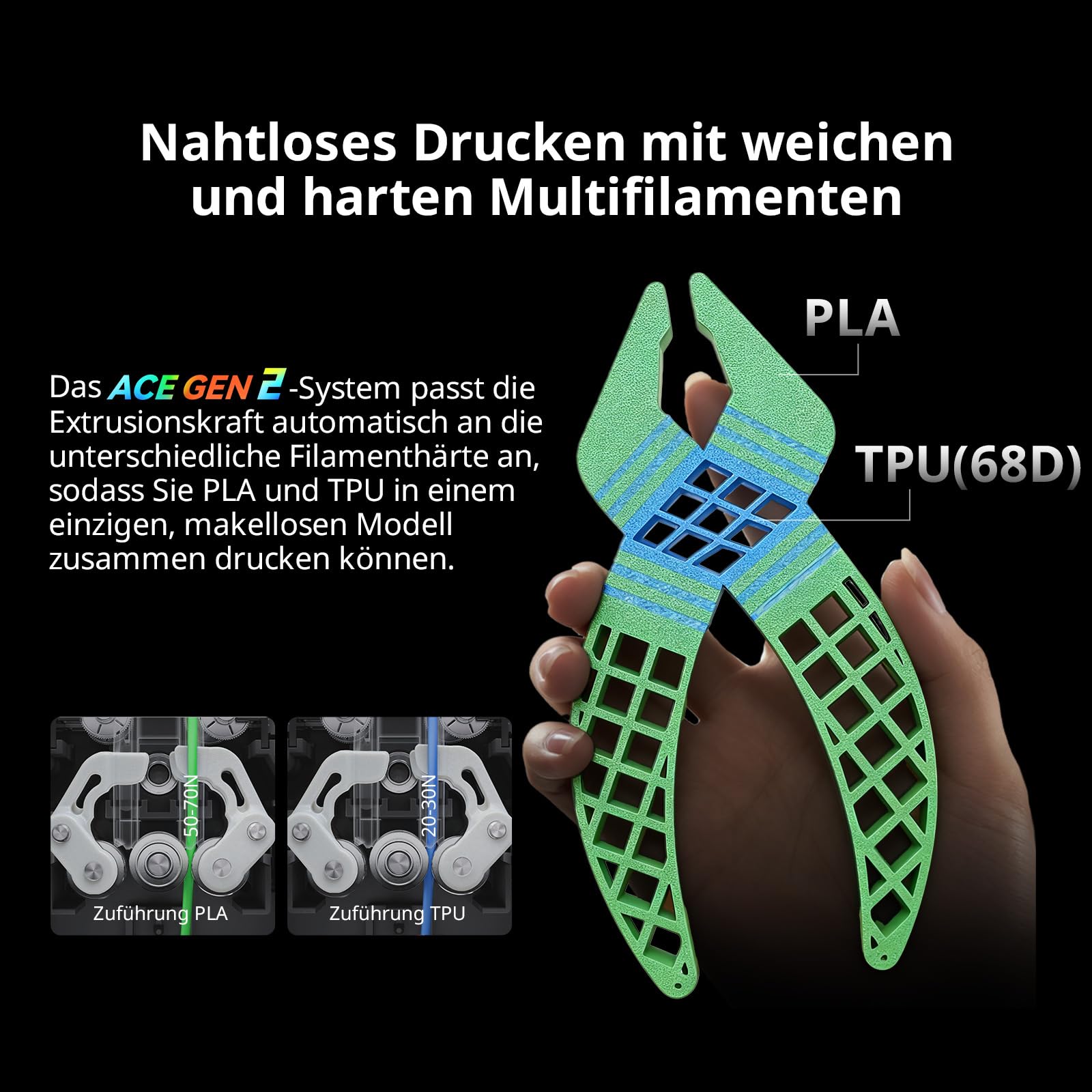 3D-Drucker Kobra X 4-Farbdruck ACE GEN 2 49-Punkt-Auto-Leveling Multi-Filament-Druck für PLA TPU PVA