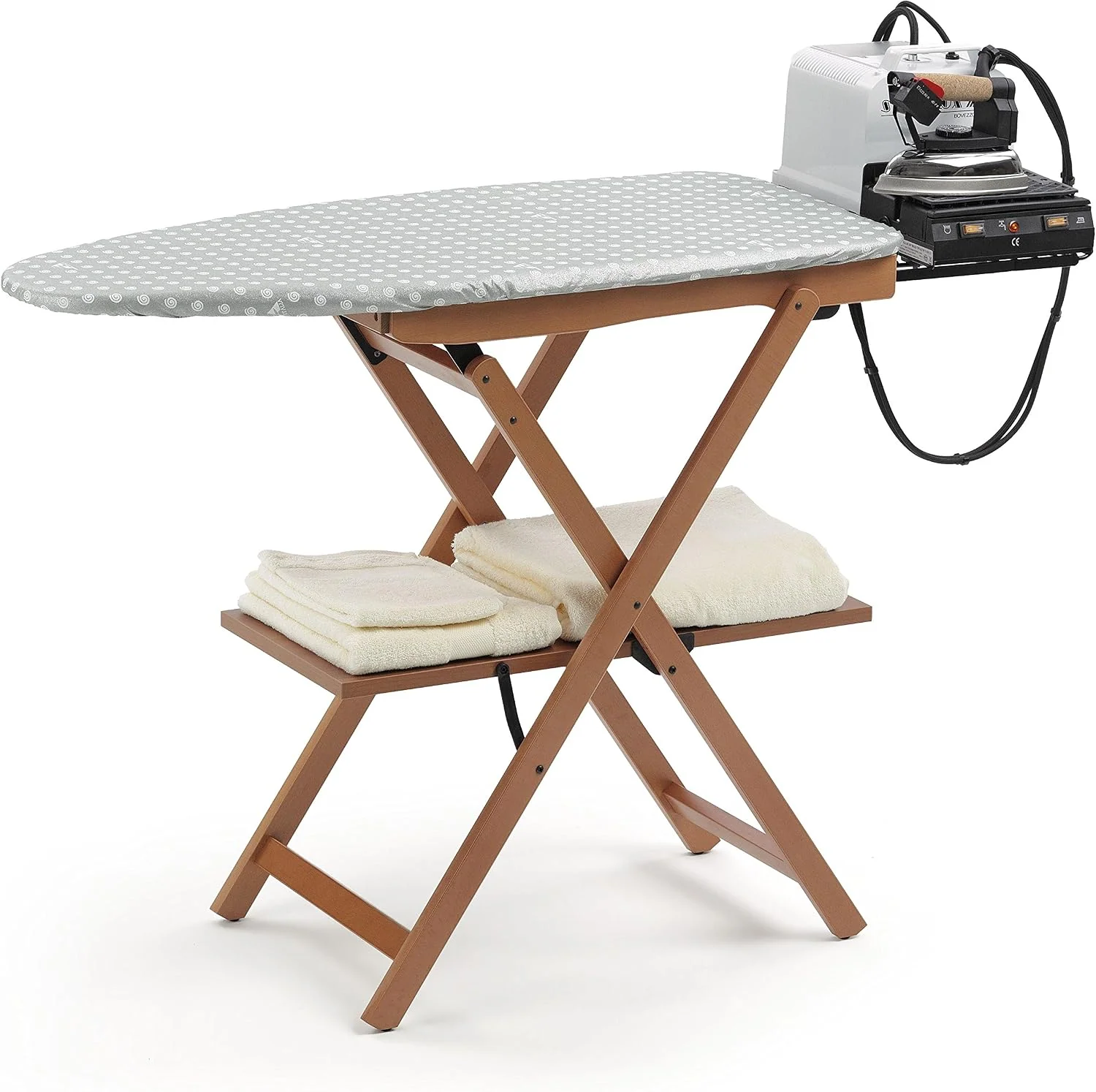 Klappbarer Bügeltisch, 622 ASTIR, Buche massiv, kirschbaumfarbig, Nicht höhenverstellbar, 135 x 45 x h87 cm