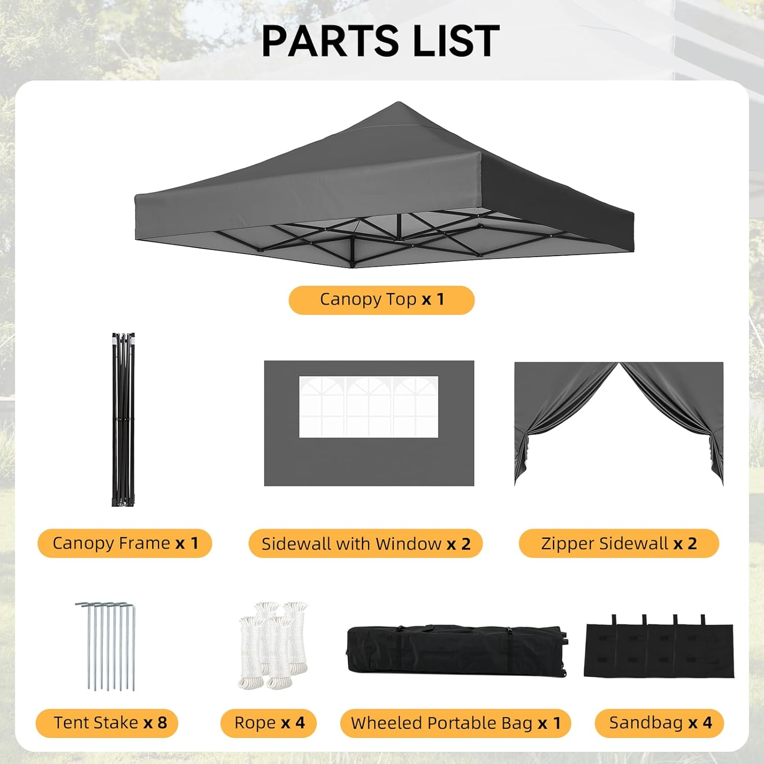 Aoxun Faltpavillon 3x3m Wasserdicht Stabil, Pop Up Pavillon mit Seitenwänden, UV-Schutz 50+ Gartenzelt Inkl. Rolltasche, Sandbags, Partyzelt Fuer Camping, Strand, Hochzeit und Outdoor Shelter, Grau