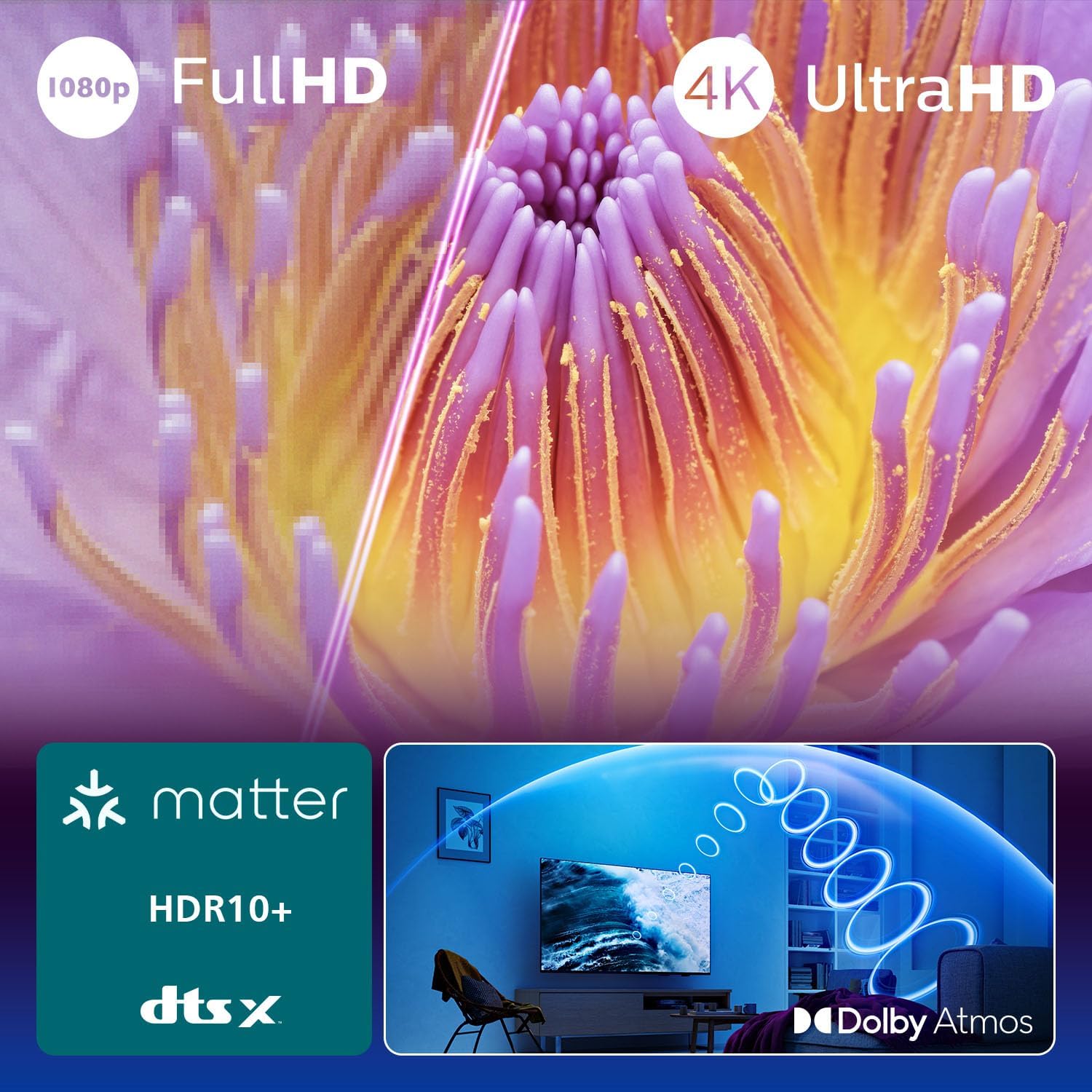 Philips 50PUS7000 4K LED Smart TV - 50 Zoll Display mit Pixel Precise Ultra HD, Titan OS Plattform und Dolby Atmos Sound - Funktioniert mit Alexa und Google Sprachassistent