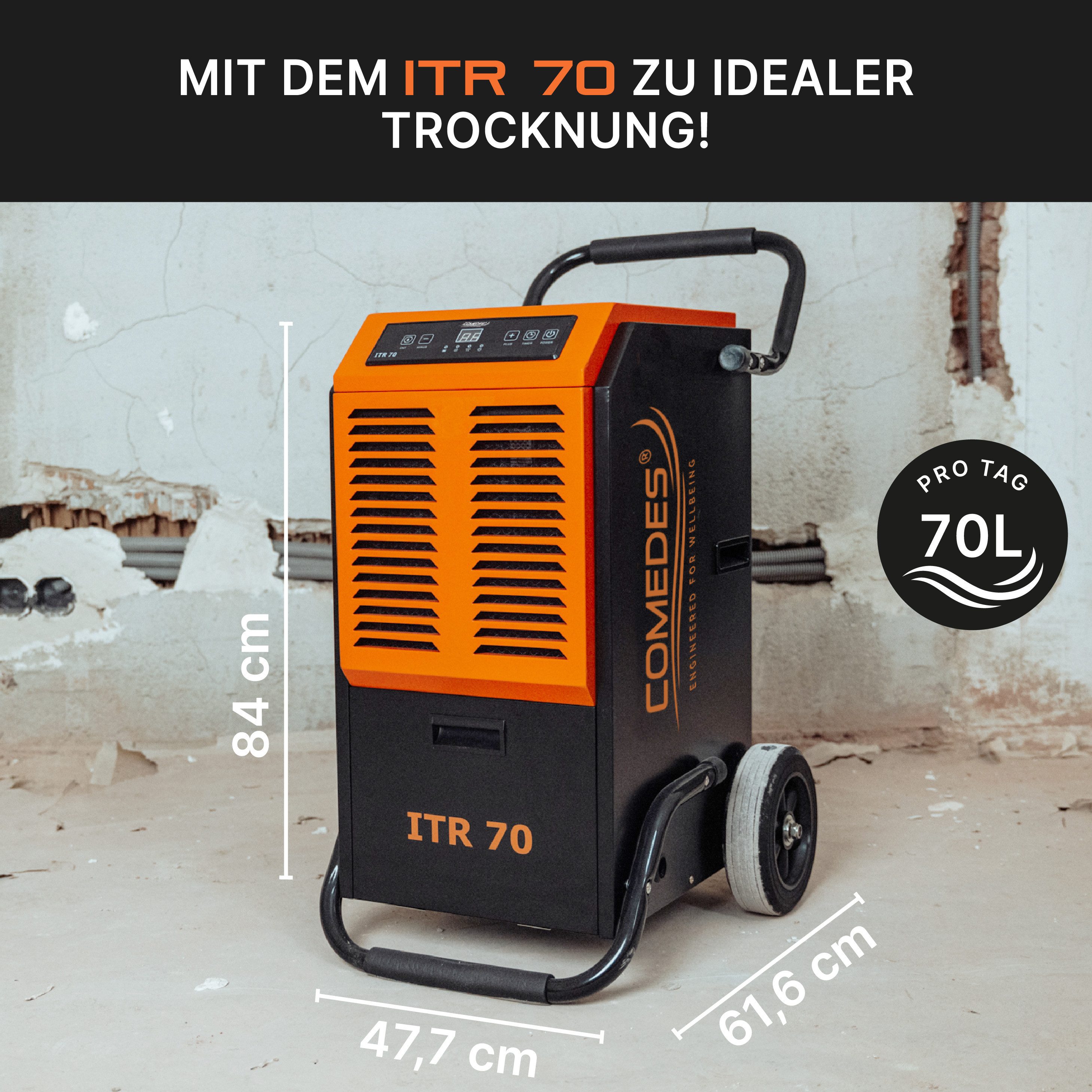 Luftentfeuchter Luftentfeuchter Comedes ITR 70, 70 Liter/Tag, mit Pumpenset