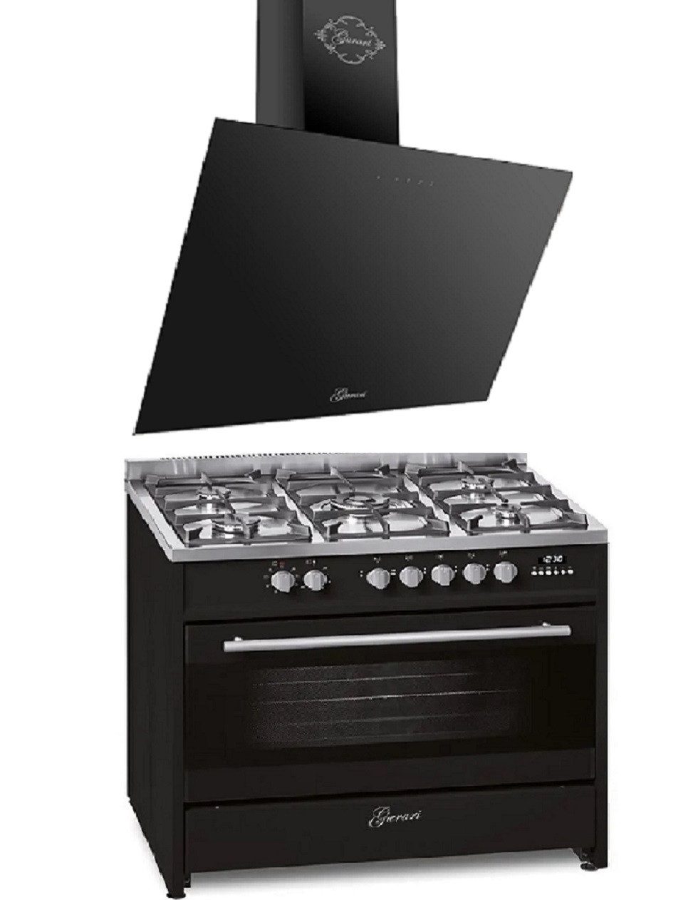 Gas-Standherd 90 cm Range Cooker 121L +Dunstabzugshaube 90cm GCH E 911 BL+GCH 286 Bl 9 Prime N