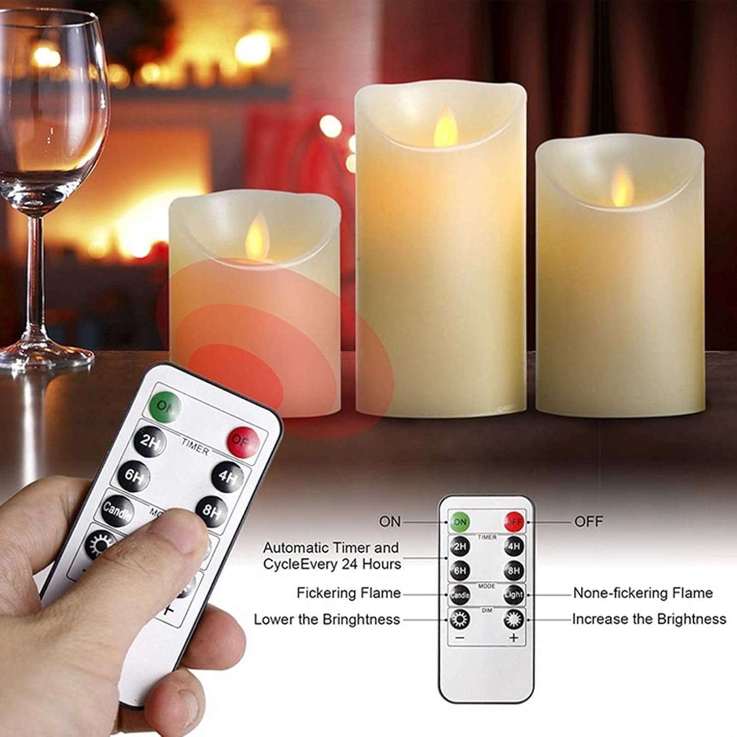 Dreiteilige flammenlose Kerzenlampe mit ferngesteuerten LED-Kerzen Teelichtern, flammenlose 3D-Kerzen flackern, geruchlose warmweiße Flamme für den Außenbereich, naturgetreue Kerzenlampe needed