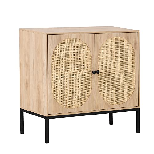 2025 Set Yechen di 2 Credenze / Madie con Ante Artigianali in Vero Rattan Naturale