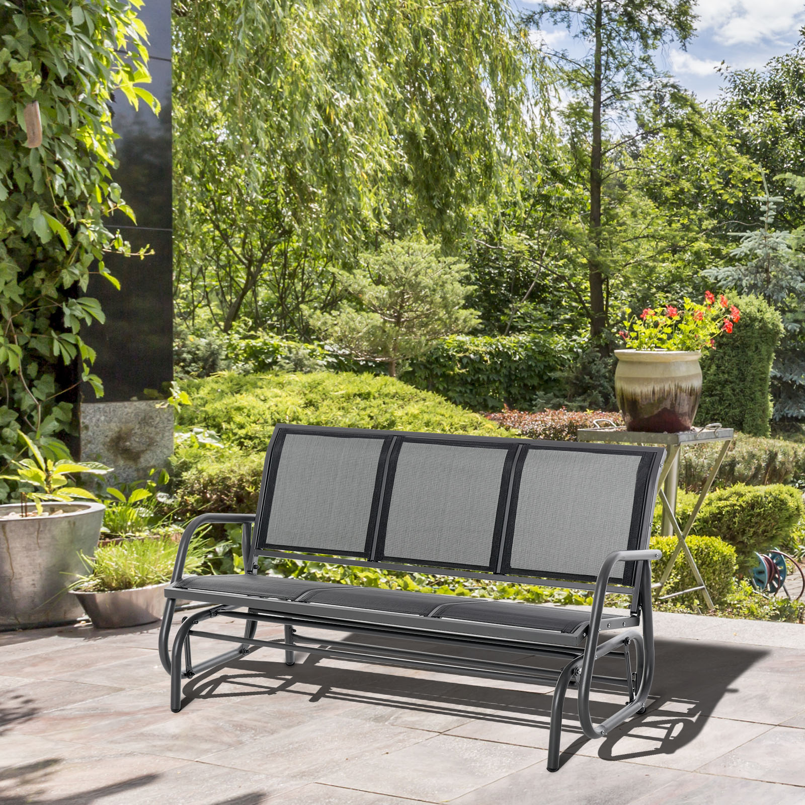 Schommelbank 3-zits tuinbank bank parkbank metaal 151 x 75 x 85 cm