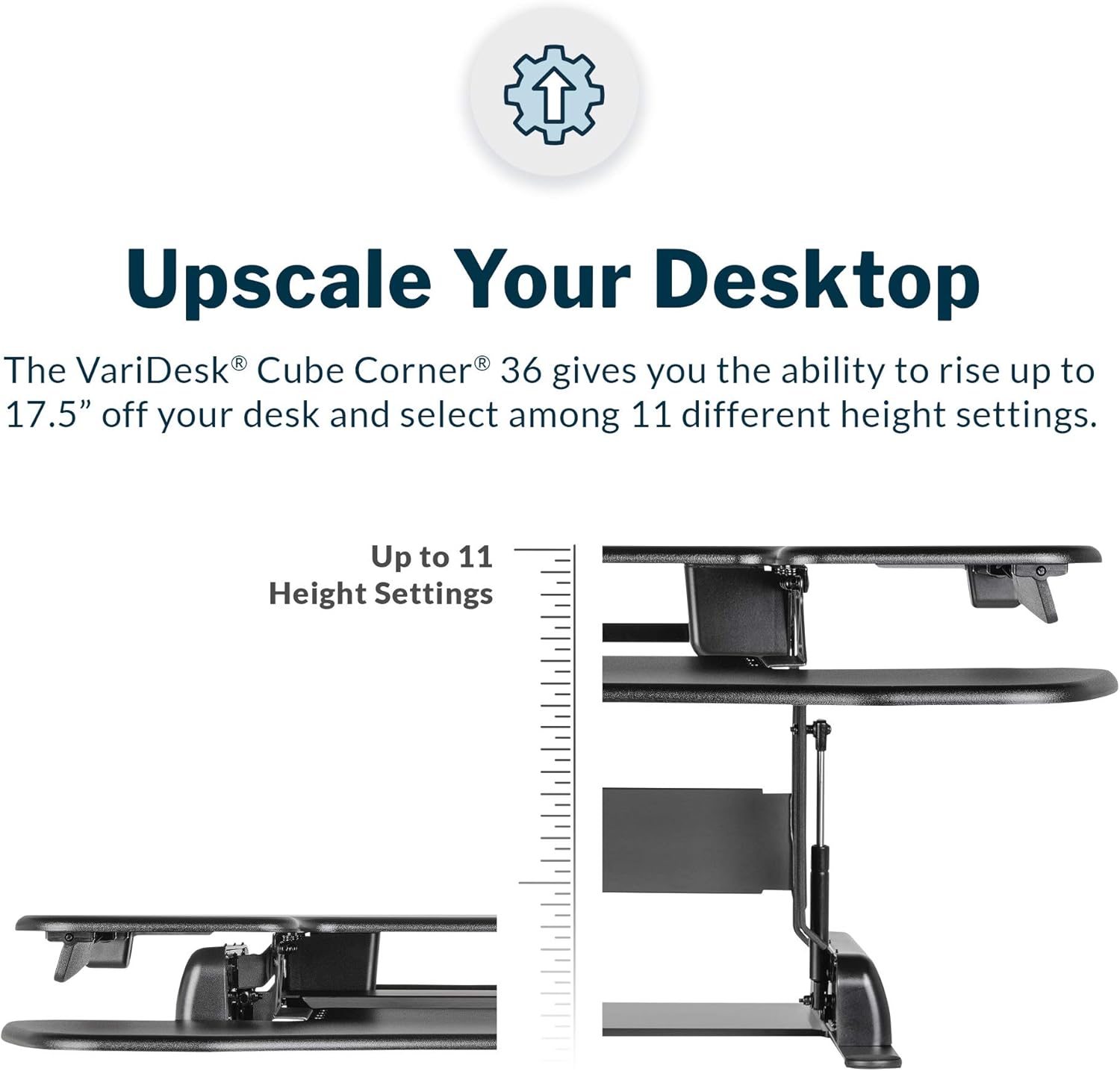 VariDesk Cube Corner 36, Standing Desk Converter, Dual Monitor