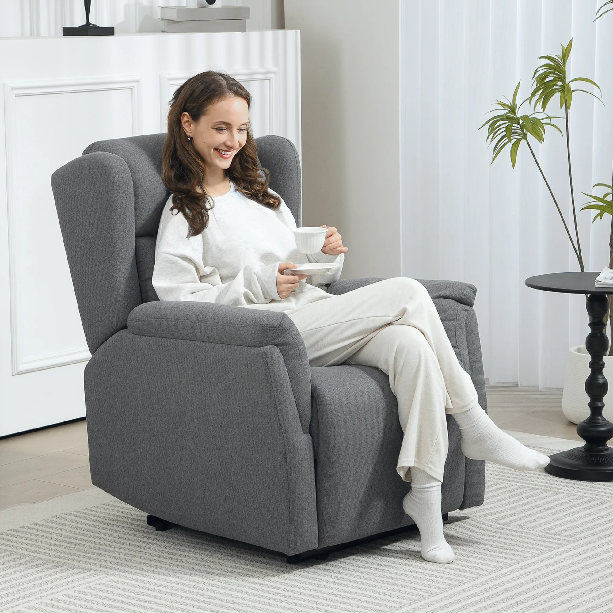 HOMCOM Relaxsessel mit Liegefunktion & Taschenfederkern, Dunkelgrau