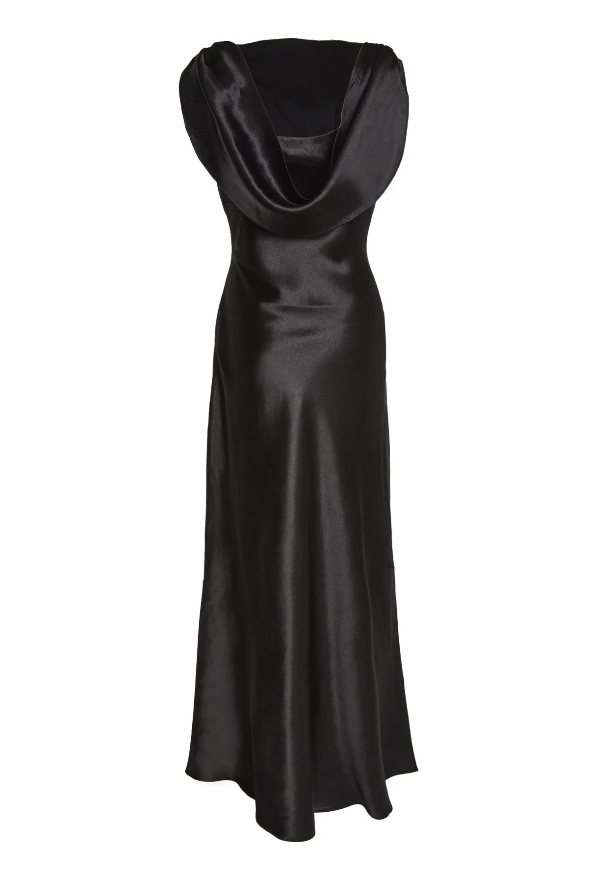 Natalie Black Cowl-Back Maxi Dress