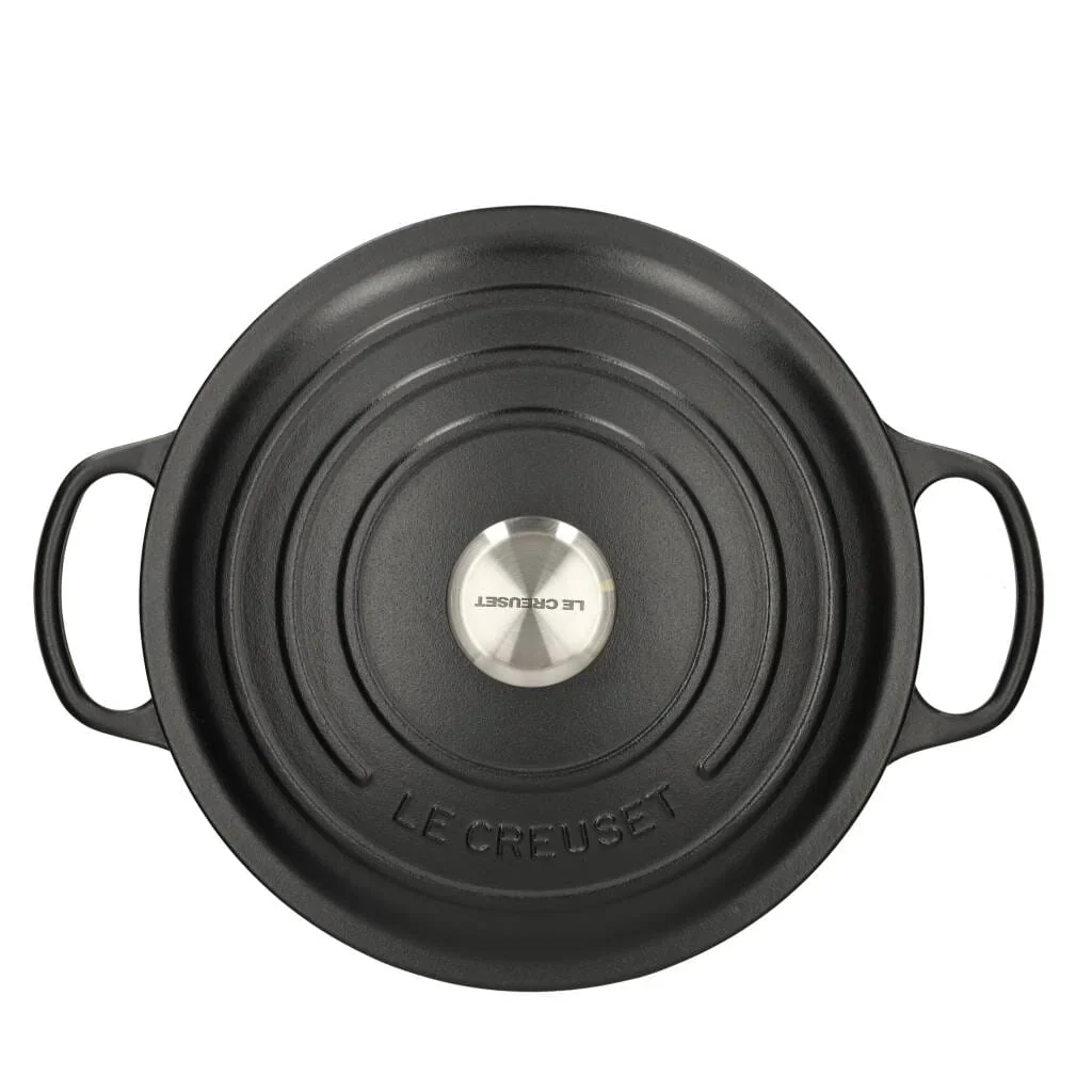 2025 Le Creuset - Sartén para asar / guisar Signature redonda negro mate 24 cm 4,2 l (interior negro)