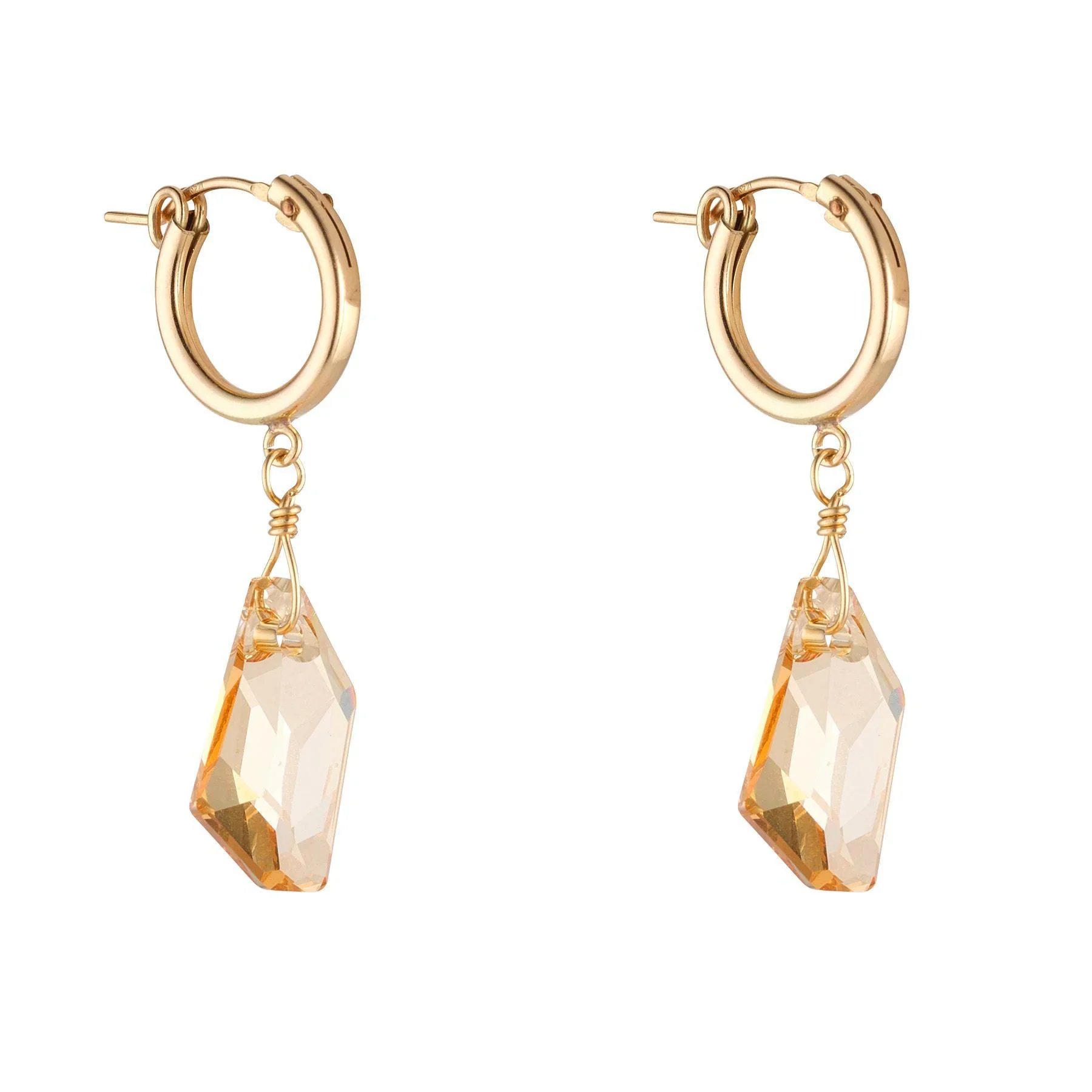 MoMuse Golden Crystal Clip Hoops