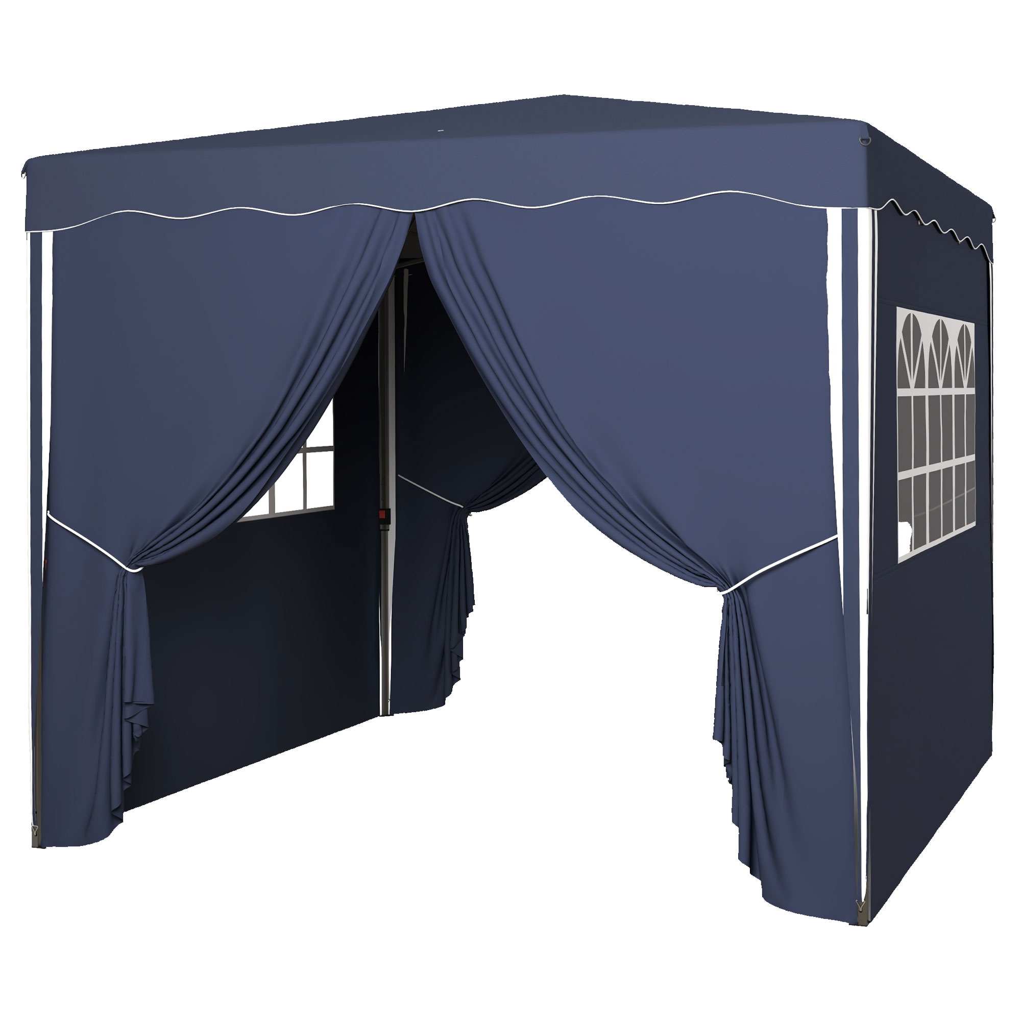 Outsunny Faltpavillon, Gartenpavillon, höhenverstellbar, 2 große Fenster, Tragetasche, Metallgestell, 3x3m, Blau