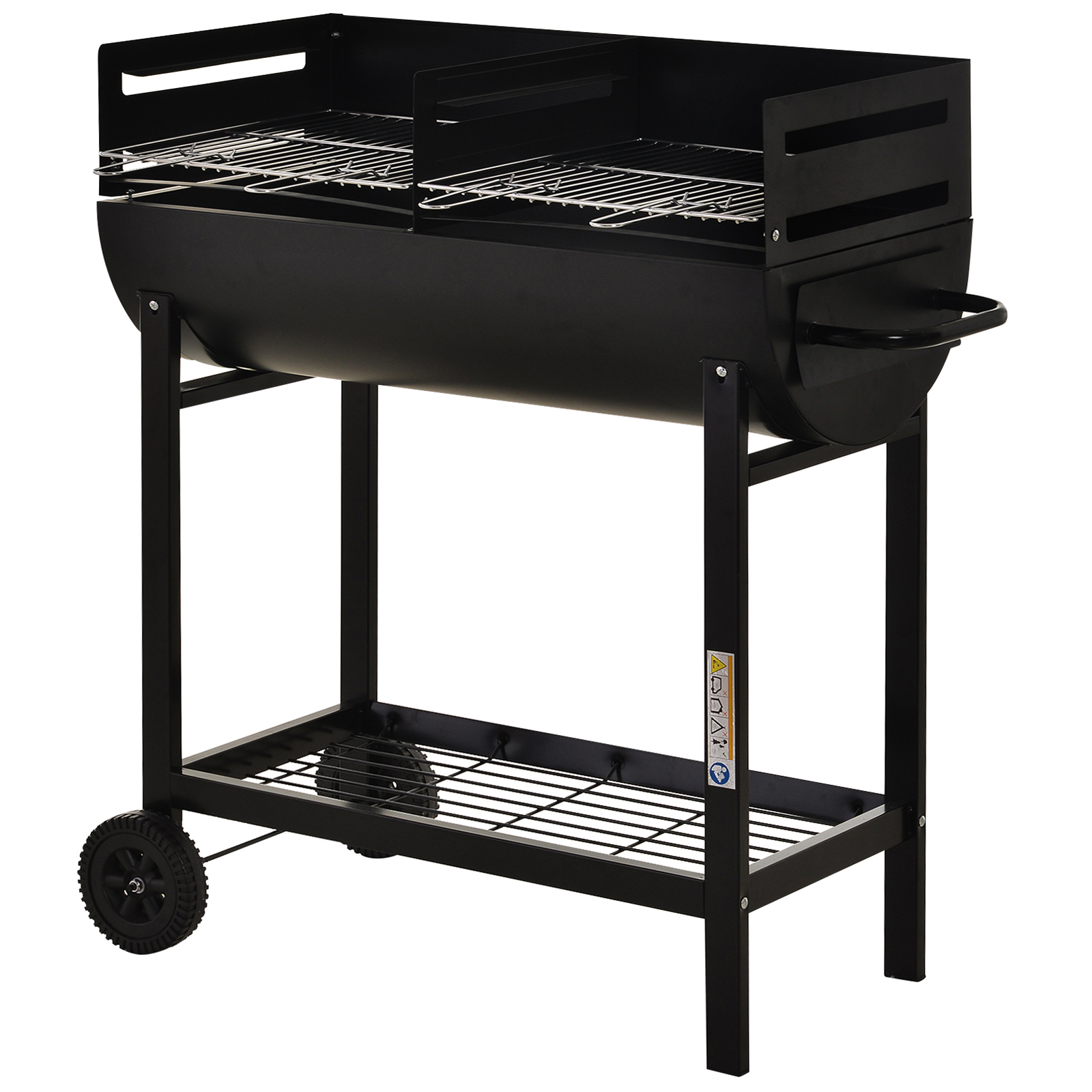 Outsunny® Grillwagen Grillstation Standgrill mit Windschutz 2 x Grillrost höhenverstellbar