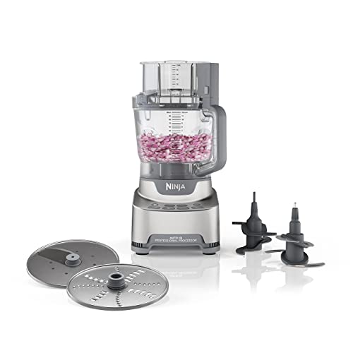 Ninja Food Processor, Professional XL, 1200 Peak Watts, 4 in 1, Chopping, Slicing/Shredding, Purees, Dough, 12 Cup Processor Bowl, 2 Blades & 2 Discs, Feed Chute/Pusher, Black, NF701: Home & Kitchen