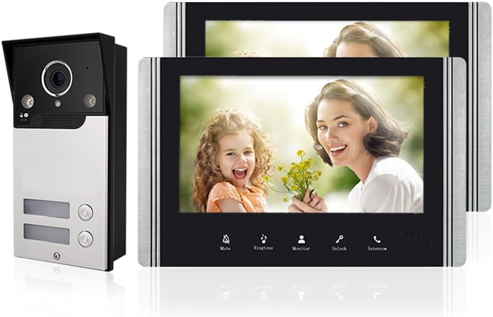 Videocitofono Cablato A 2 Unità Campanello, Videocitofono Collegato A 4 Fili Dotato Di Schermo LCD TFT 7 