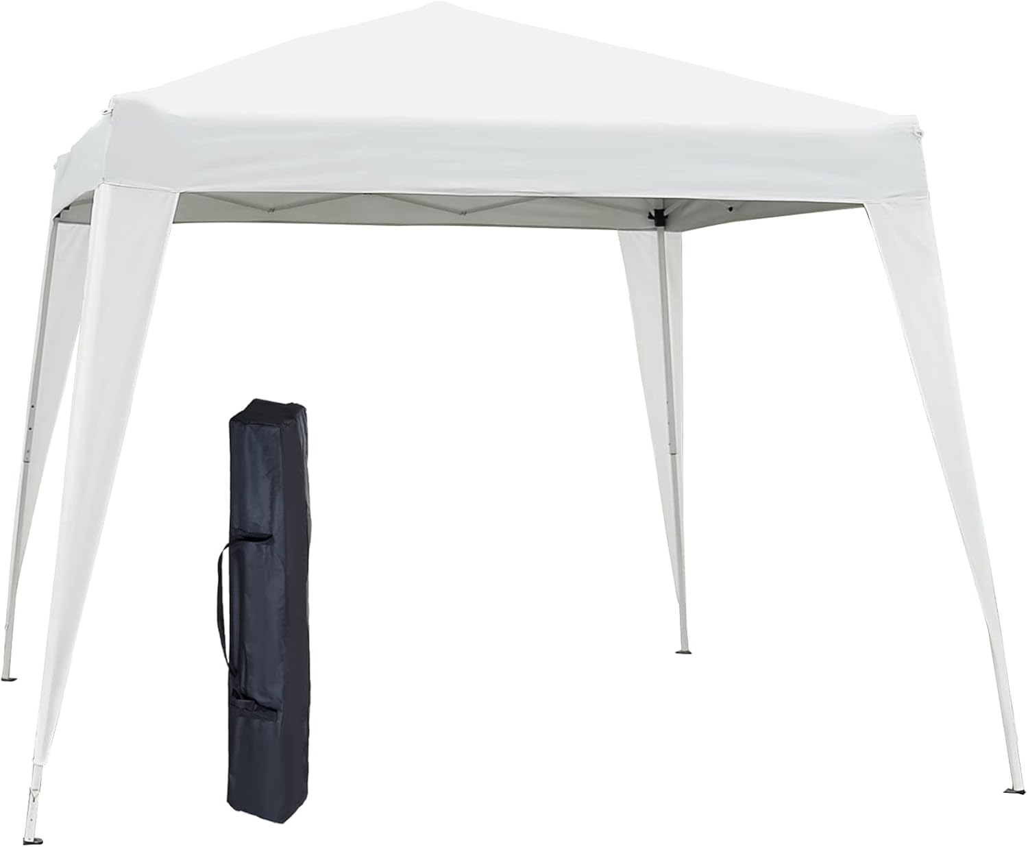 Outsunny Folding Gazebo 2.4 x 2.4 m Pop Up with Carry Bag, Garden Gazebo with Steel and Oxford Frame, UV Protection, for Parties, White