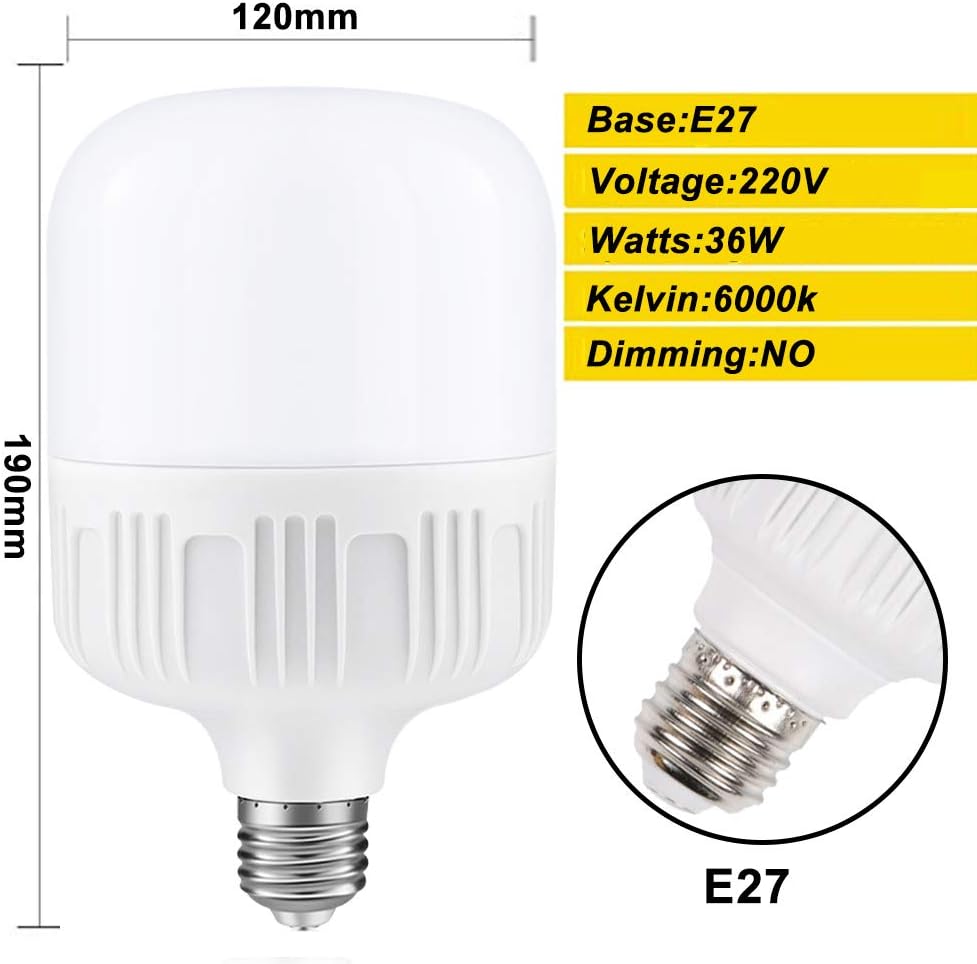 LED Lampe E27 Kaltweiß 36W Leuchtmittel Licht 6000K 3600 Lumen Abstrahlwinkel 360 Grad,LED Energiesparlampe,20 Stück