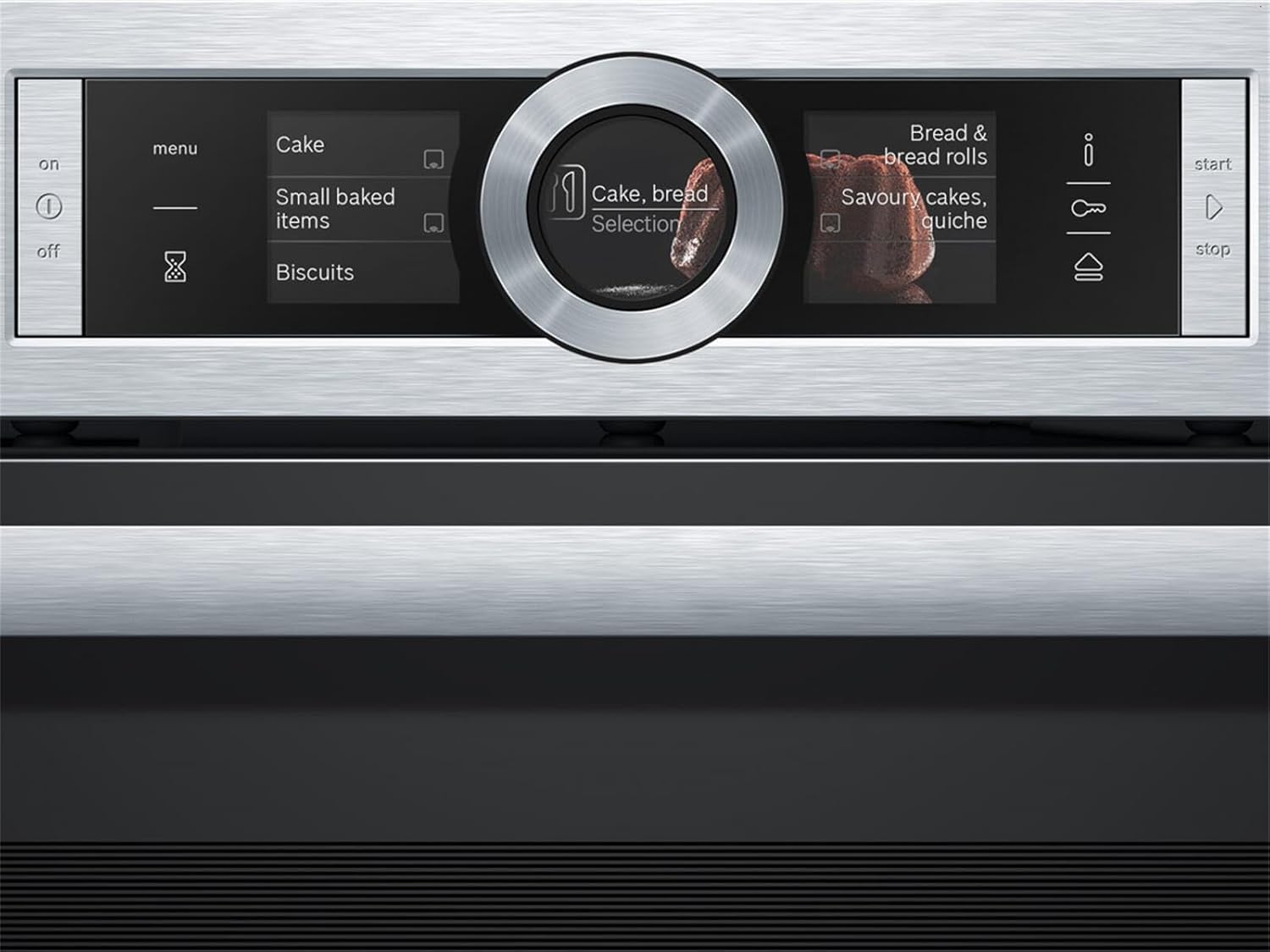 Bosch HMG7361B1, Serie 8 smarter Einbau-Backofen mit Mikrowellenfunktion, 60 x 60 cm, Made in Germany, Schwarz, Air Fry, Digitaler Bedienring, Touchdisplay, Automatikprogramme, Reinigungsunterstützung
