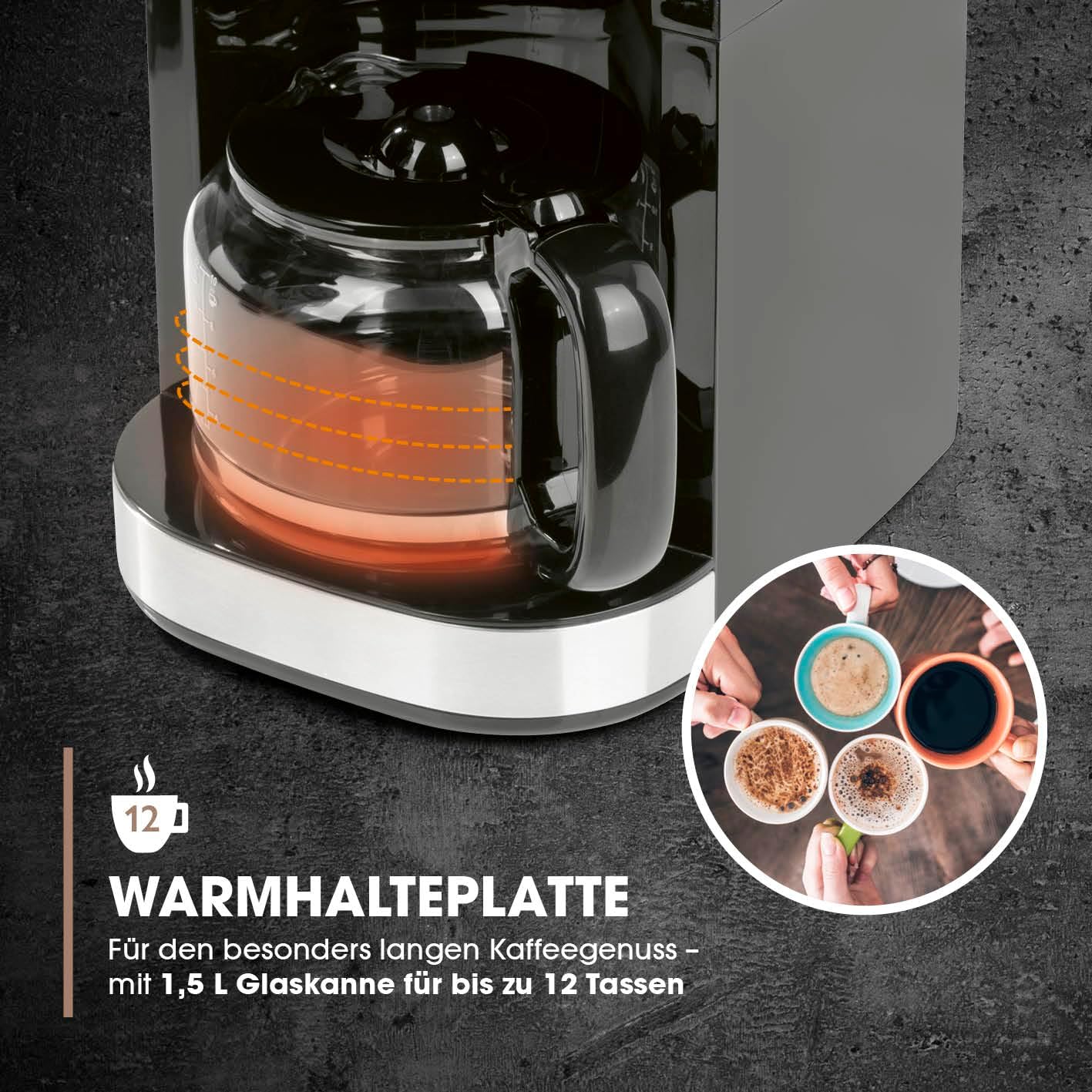 Barista filterkoffiezetapparaat met verstelbare molen & thermoskan | Warmhoudfunctie, 24-uurs timer & permanent filter | Voor 10 koppen koffie | Koffiezetapparaat voor bonen & poeder [roestvrij staal]