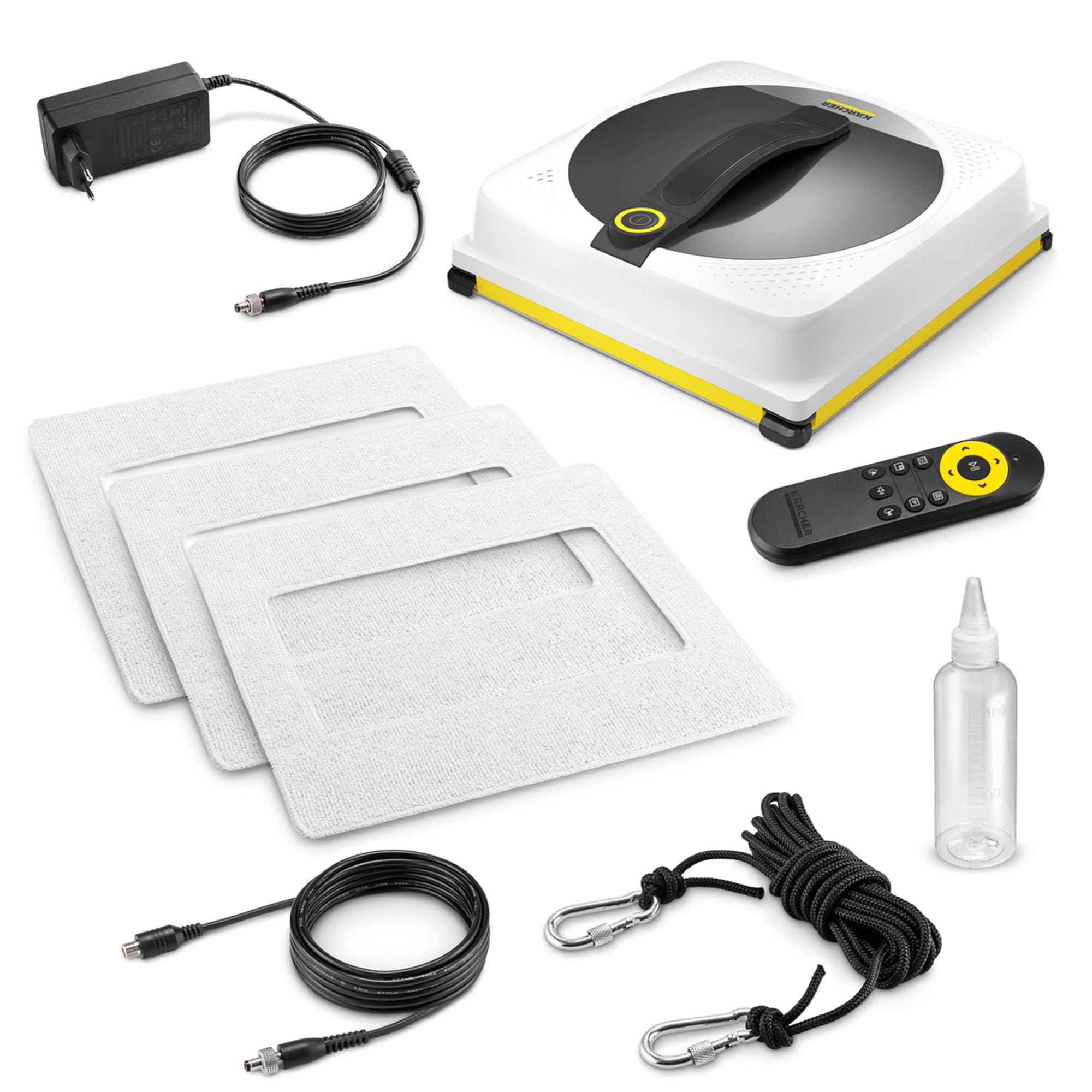 Fensterputzroboter RCW 4 Extra+ mit Sicherungsseil und Notversorgungs-Akku, 5 Reinigungsmodi, 150 ml Tank, 6 Wischtücher