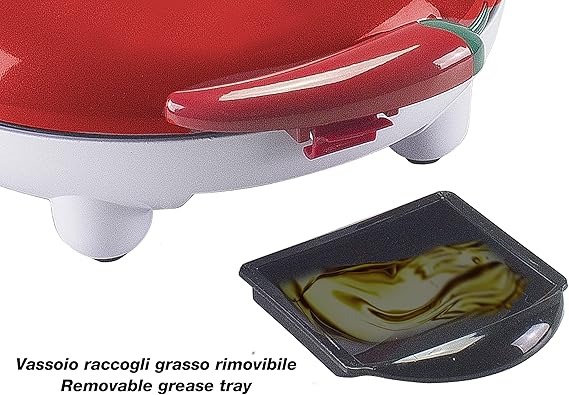 Beper - Piastra per Waffle, Cialdiera, 5 Waffle Alla Volta, Piastra Antiaderente 18cm, 800-100W - Rosso/Bianco