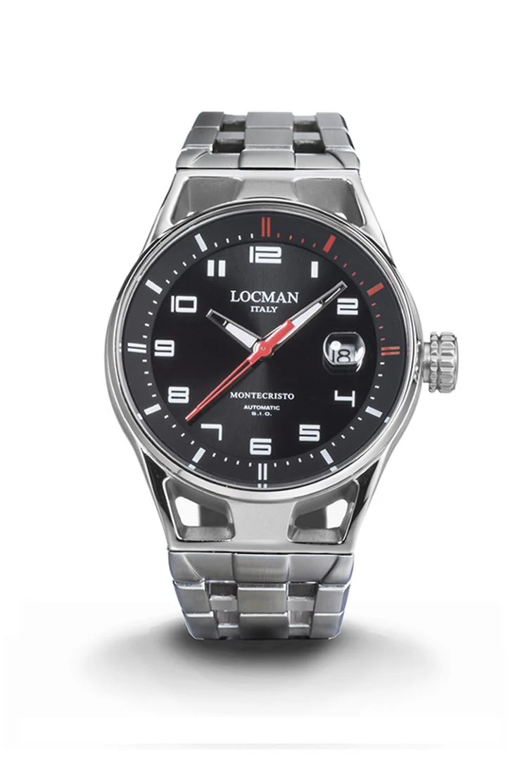 Locman Montecristo automatico nero dettagli rossi in acciaio 0541A01S-00BKRDB0