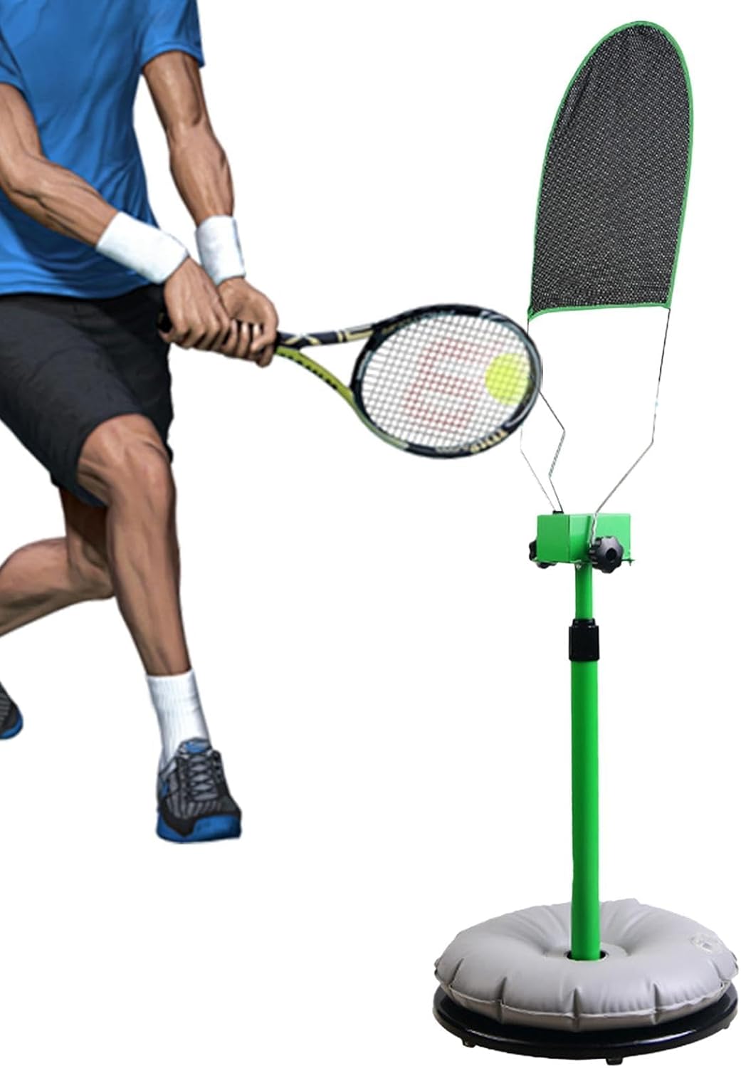 Tennis-Rebounder-Trainer, Tennisball-Übungsrebounder, tragbarer Tennis-Rebounder, einzelner Swing-Top-Spin-Übungsgerät, Trainingsgerät, Indoor- und Outdoor-Tennis-Gadgets