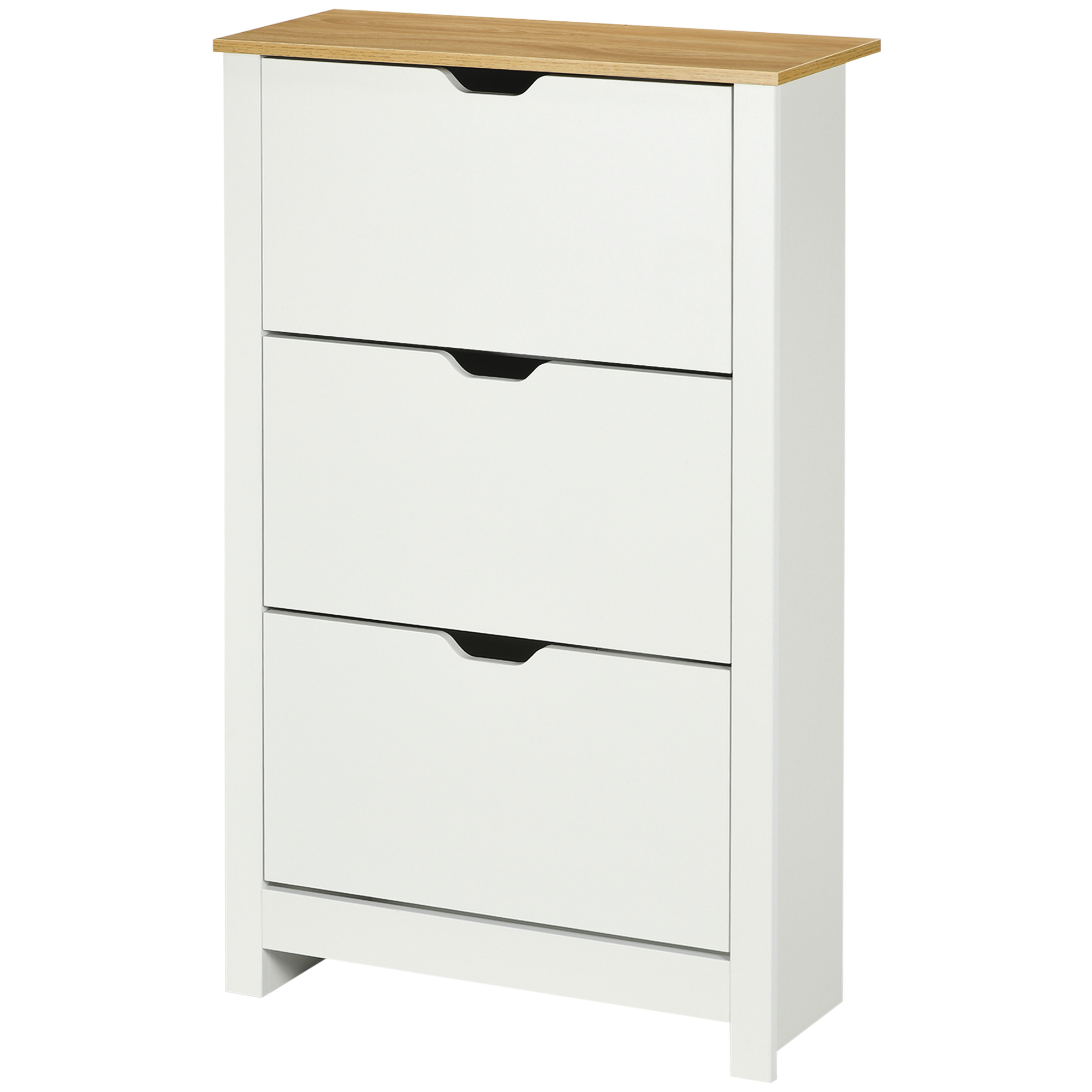 HOMCOM Schuhschrank Schruhregal Schuhaufbewahrung, 3 Fächer, 18 Paar Schuhe,  72 cm x 26 cm x 112 cm, Weiß + Braun