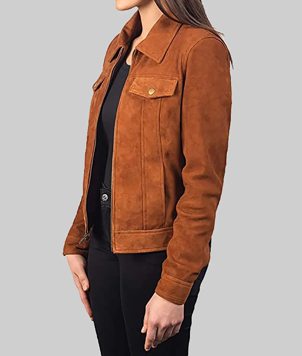 Bethany Brown Suede Trucker Jacket