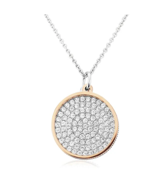 Waterford Crystal Circle Pavé Stone Set Disc Pendant