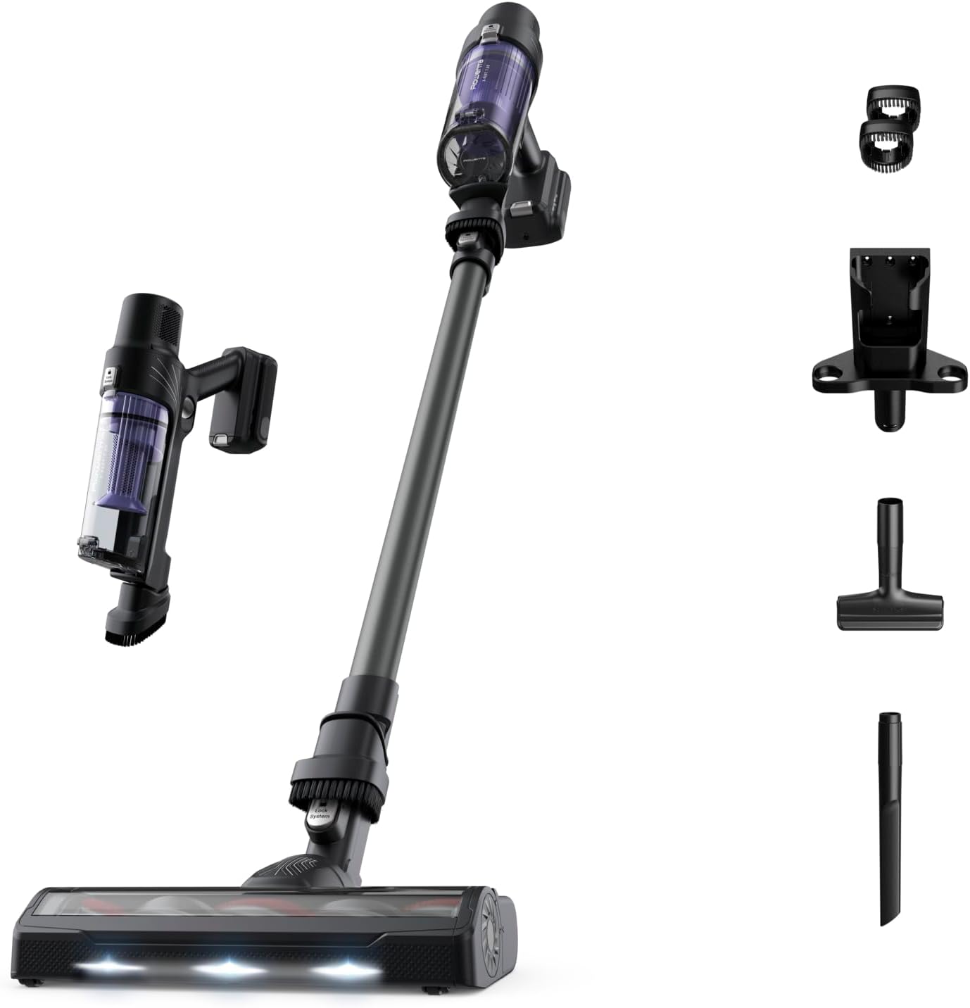 Rowenta X-PERT 7.60 Moo Essential, Aspirapolvere Senza Fili da 140 W, Luci a LED, Pulizia su Tutte le Superfici, Spazzola per Tessuti, Ultraleggero, Batteria a Lunga Durata, Colore Nero, RH6A33