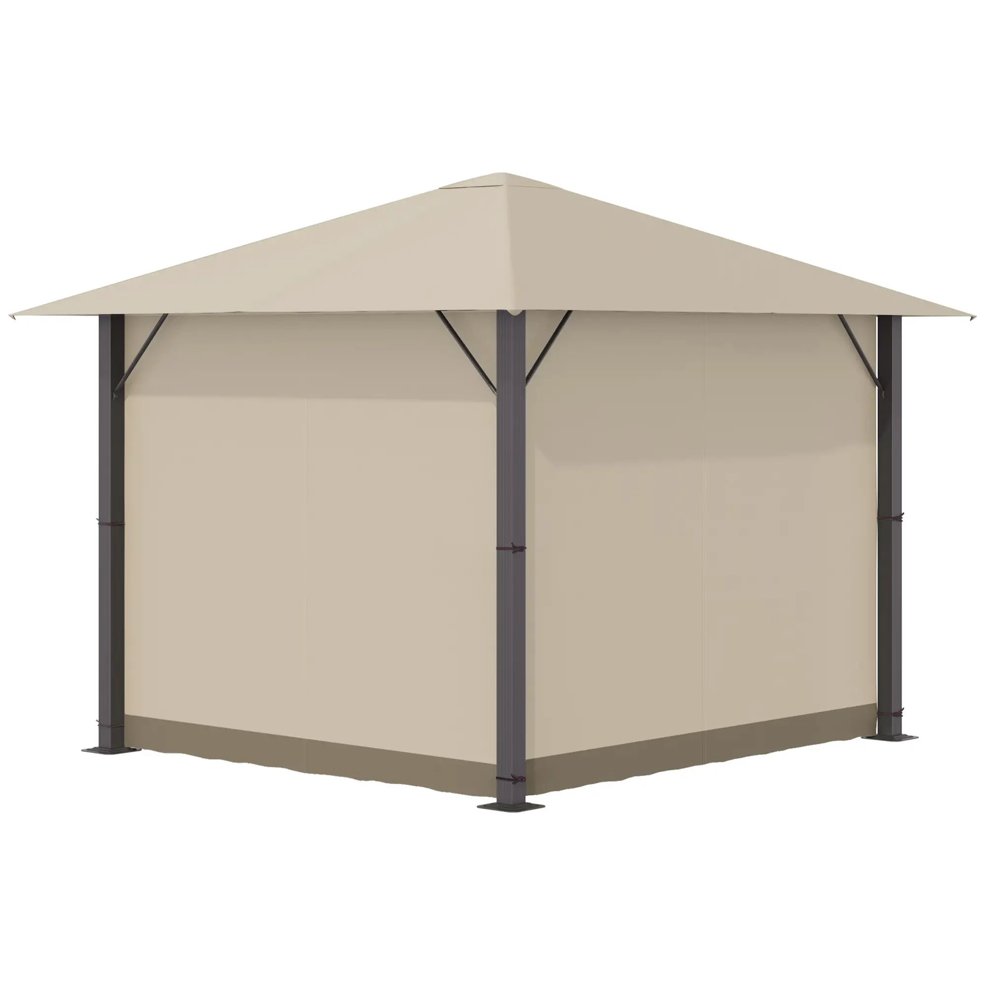 Outsunny Paviljoen 3x3 m met zijwanden en ventilatie Khaki