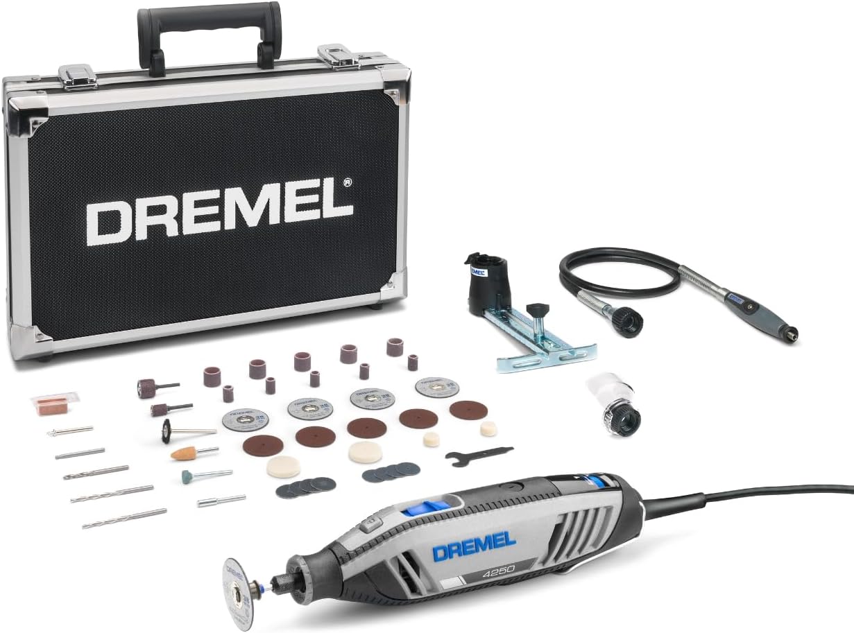 Dremel 4250 Multiutensile 175 W, Kit Multiutensile Amazon Exclusive con 3 Complementi e 45 Accessori, Motore da 175 W con Electronic Feedback, Velocità Variabile 5.000-35.000 giri/min