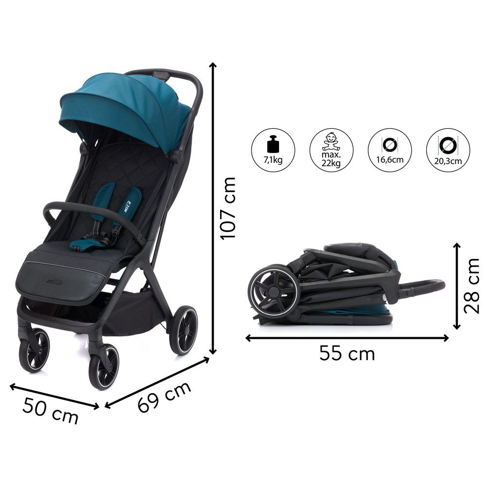 Kinder-Buggy Buggy Cooper - türkis / schwarz