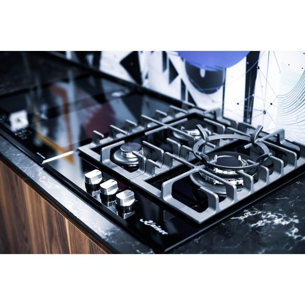 Gas-Kochfeld Gasherd 45cm, Schwarz Glas, Einbau Herd, 3,8kW WOK KCG 4384