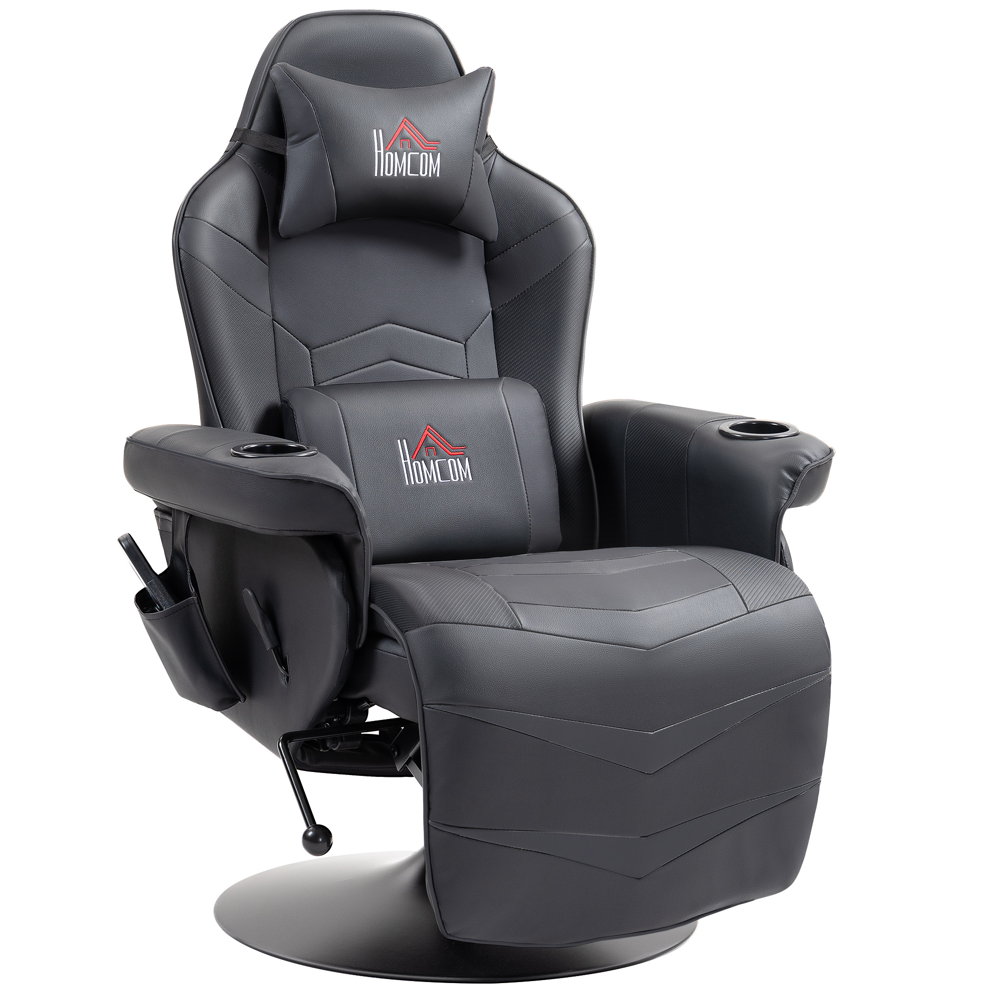 Gamingstoel, Massagefunctie, Kantelbare Rugleuning, Voetensteun, tot 120 kg, Stalen Frame, Kunstleer, Zwart