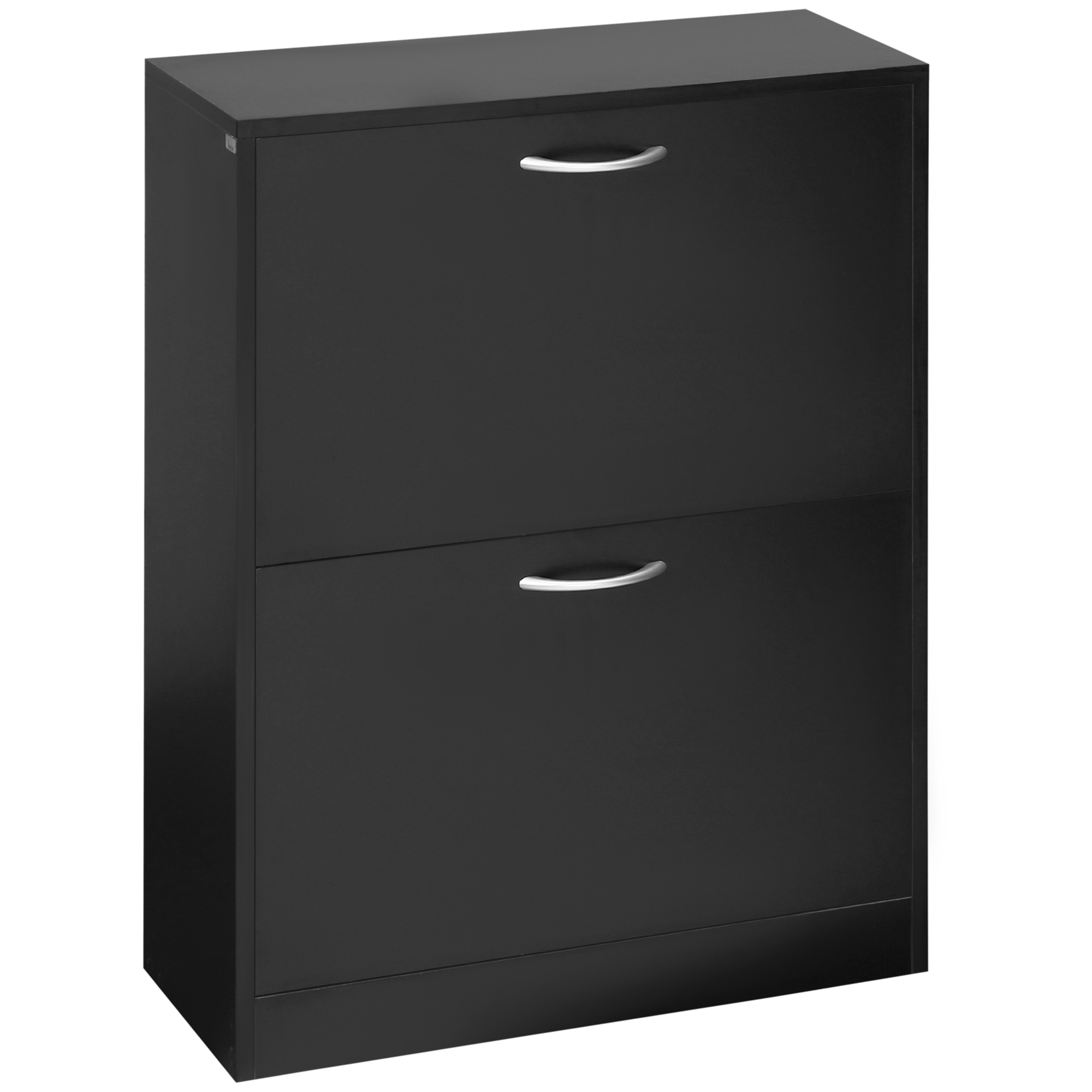 HOMCOM Schuhschrank Schuhablage Schuhregal dim. 60L x 24B x 80H cm 2 Klapptüren Schwarz