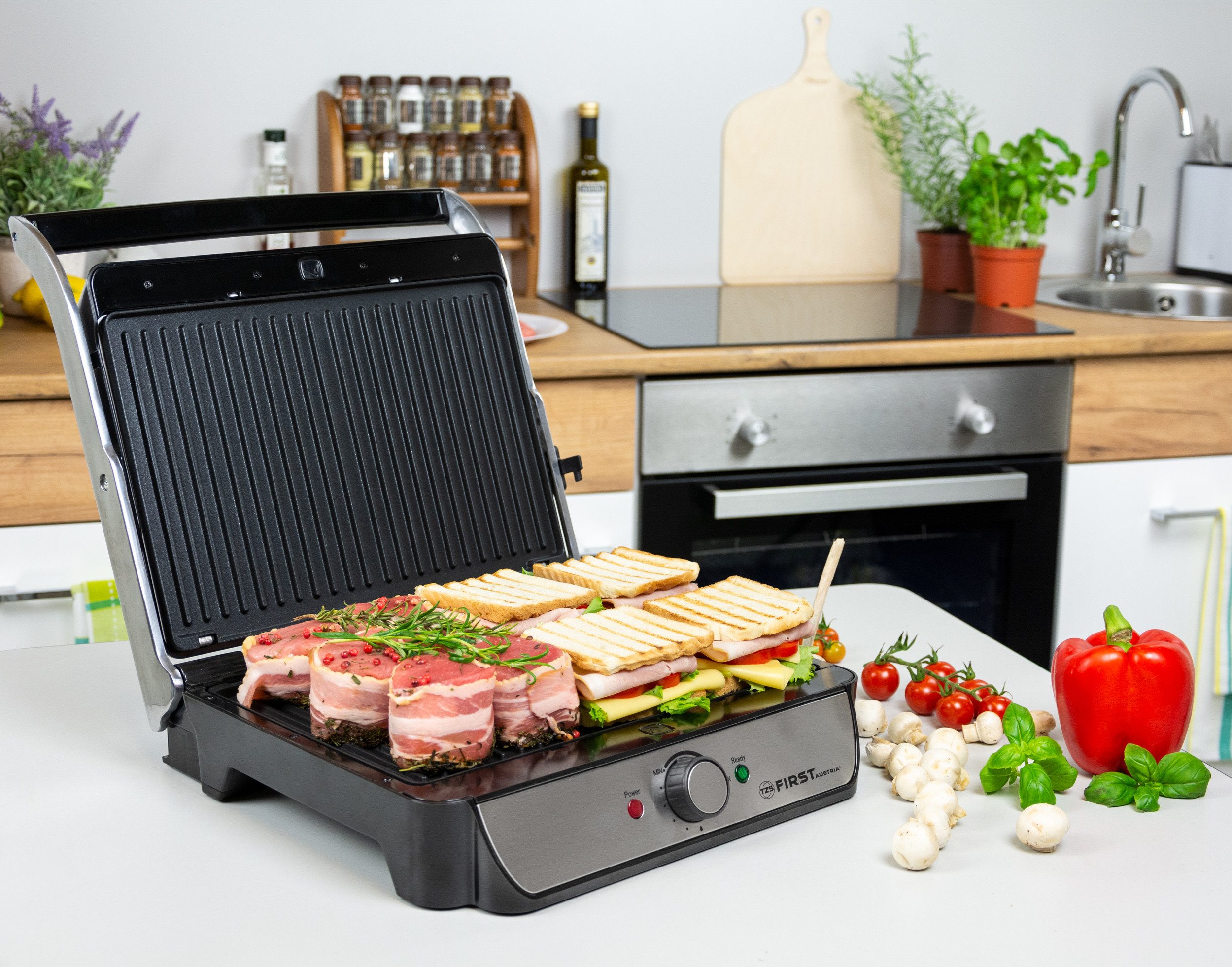 Kontaktgrill Tischgrill, Elektrogrill für den Tischgebrauch, Grillplatte