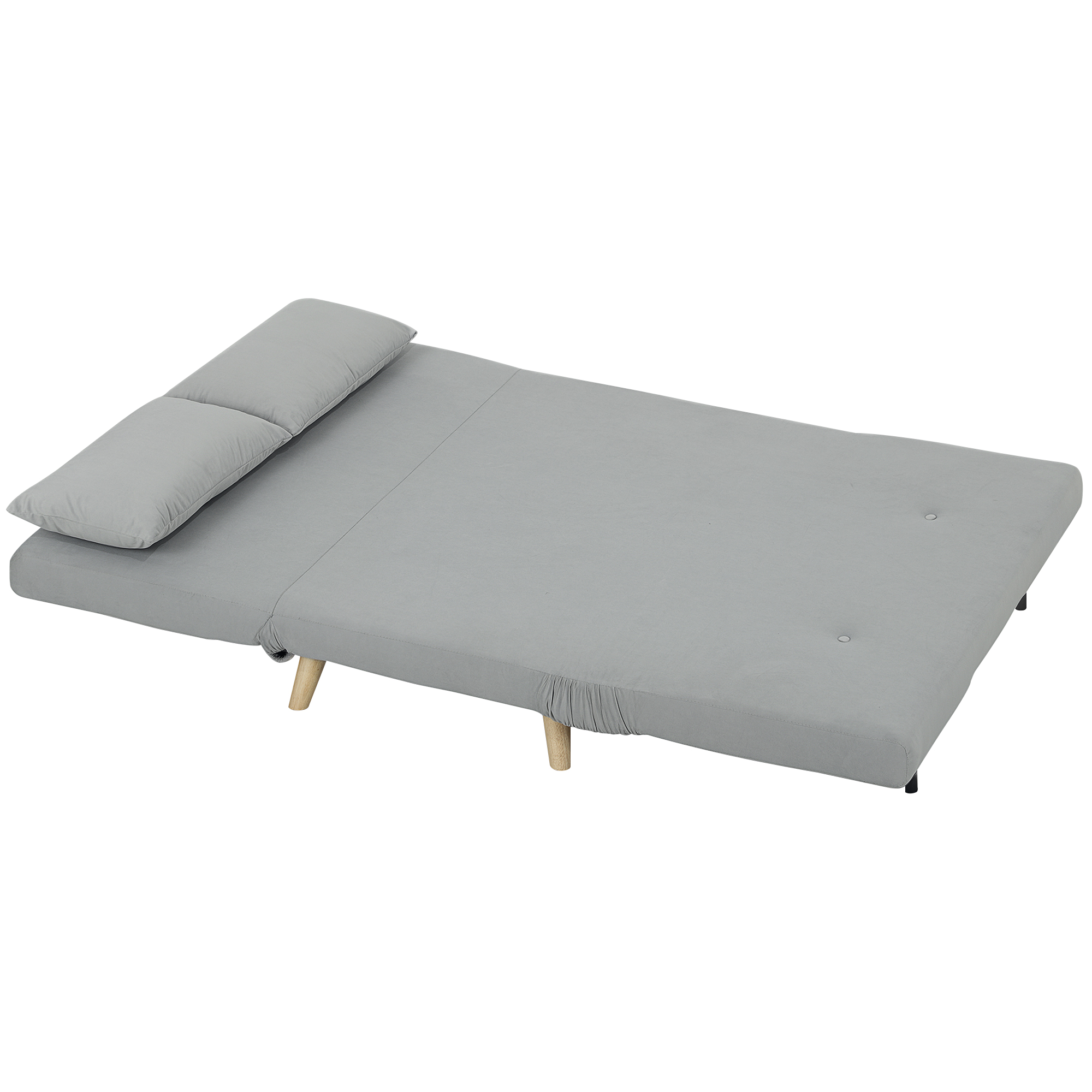 HOMCOM Schlafsofa Relaxsofa Sofa Couch, inkl. 2 Kissen, Samtoptik, 130 x 78 x 79 cm, Hellgrau