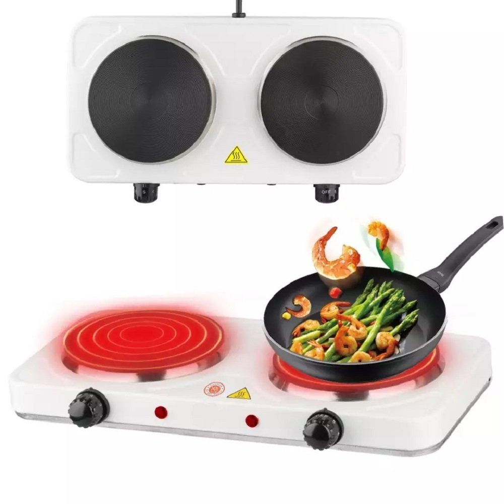 Doppelkochplatte Doppelkochfeld Herdplatte 2 x 1000Watt Kochplatte Camping Tragbar