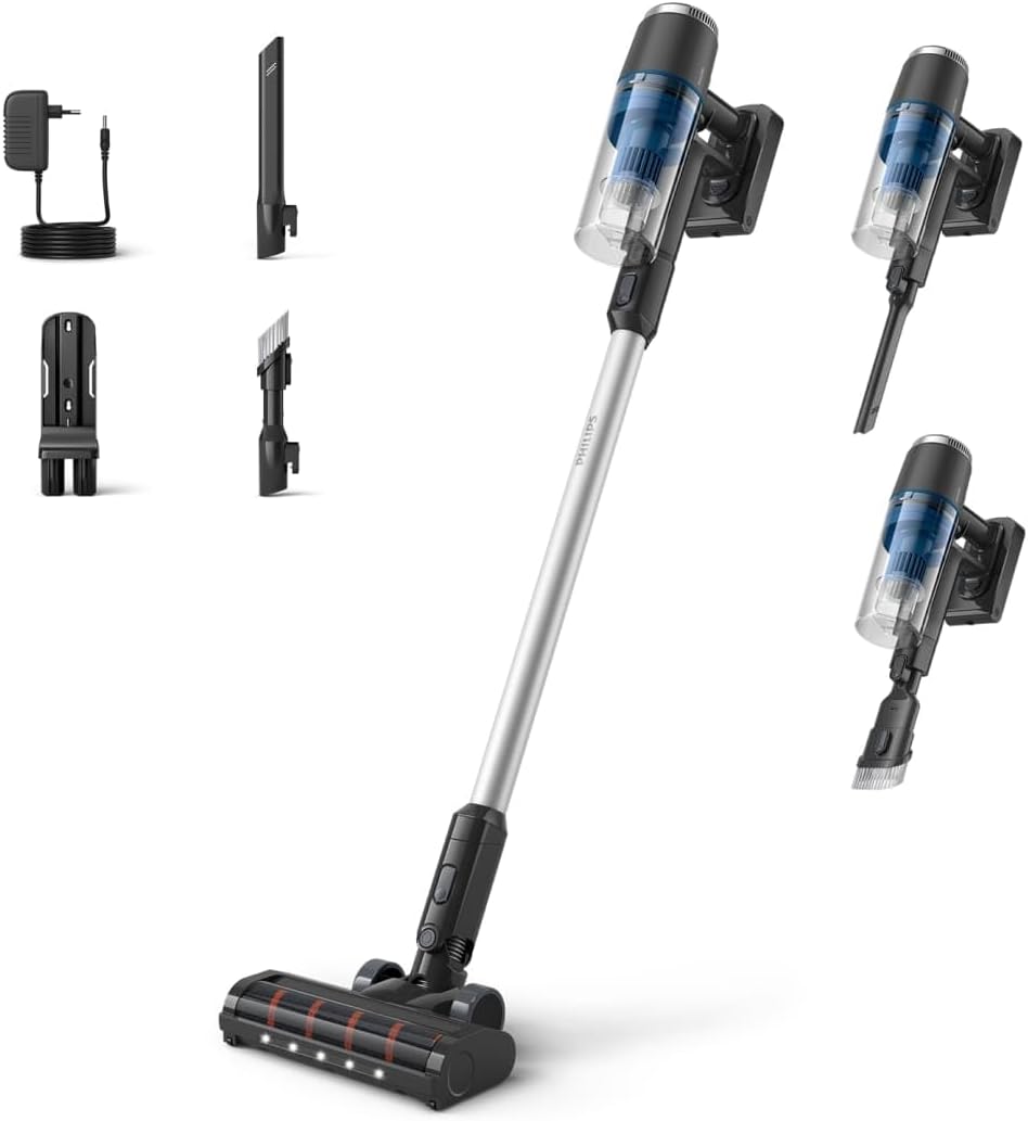 Aspirapolvere Cordless Serie 3000, Potente su Pavimenti duri, 60 Minuti di Autonomia, Bocchetta con Luce LED, Accessorio per Fessure e Combinato, Batteria Sostituibile, Leggero (XC3032/01)