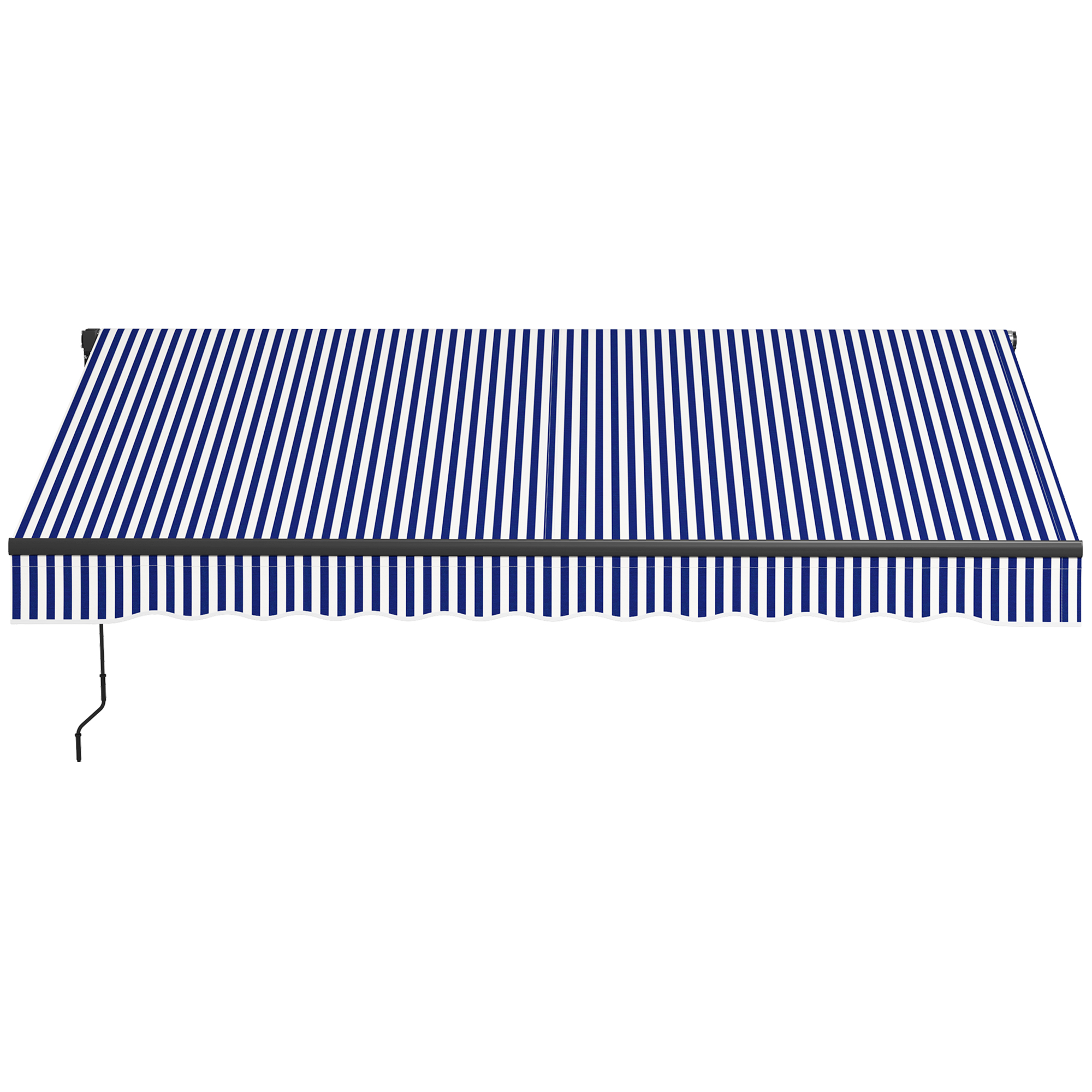 Outsunny Sonnenmarkise Markise Terrassenmarkise, inkl. Handkurbel, wetterbeständig, 247 cm x 295 cm, Blau + Weiß