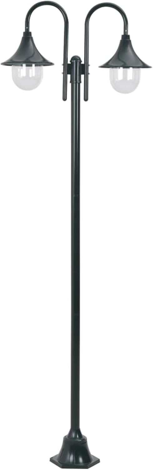 Garten-Pollerleuchte E27 220 cm Aluminium 2-Laterne Dunkelgrün Gartenpfostenleuchten Model44217