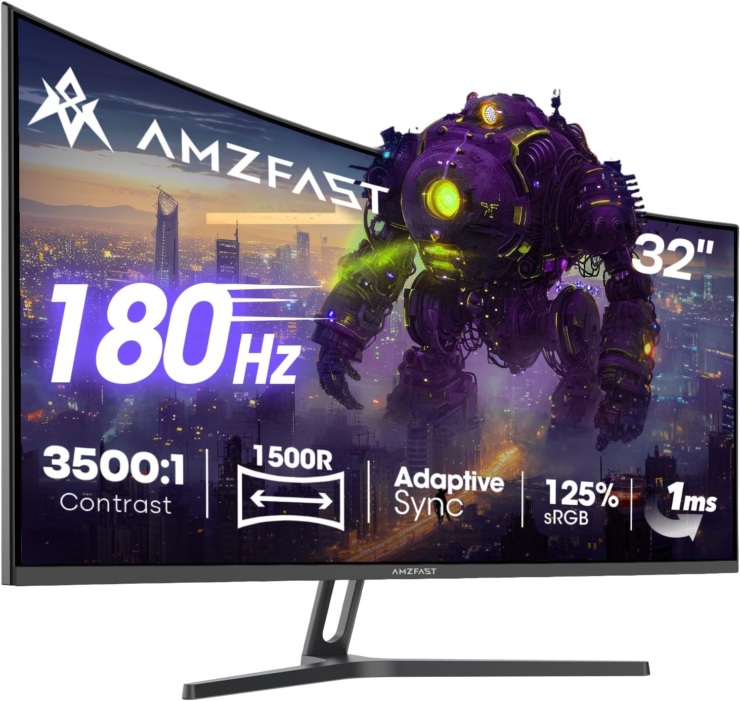 Curved Gaming Monitor 32 Zoll 2K QHD 2560x1440 180Hz 1ms MPRT Reaktionszeit und hohe Bildwiederholrate