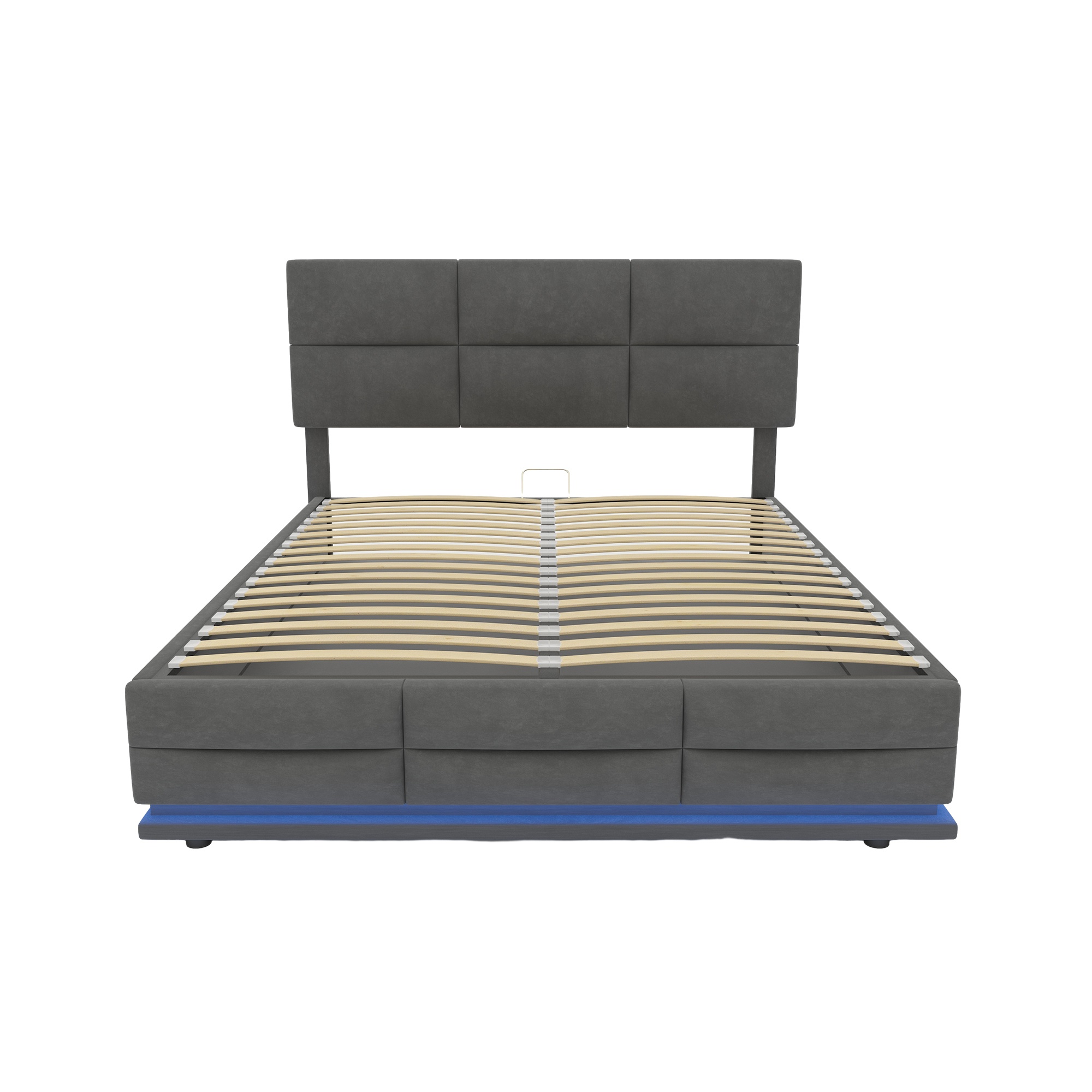 Doppelbett mit Stauraum, Hydrauliksystem, Samtstoff, 160x200 cm, Grau